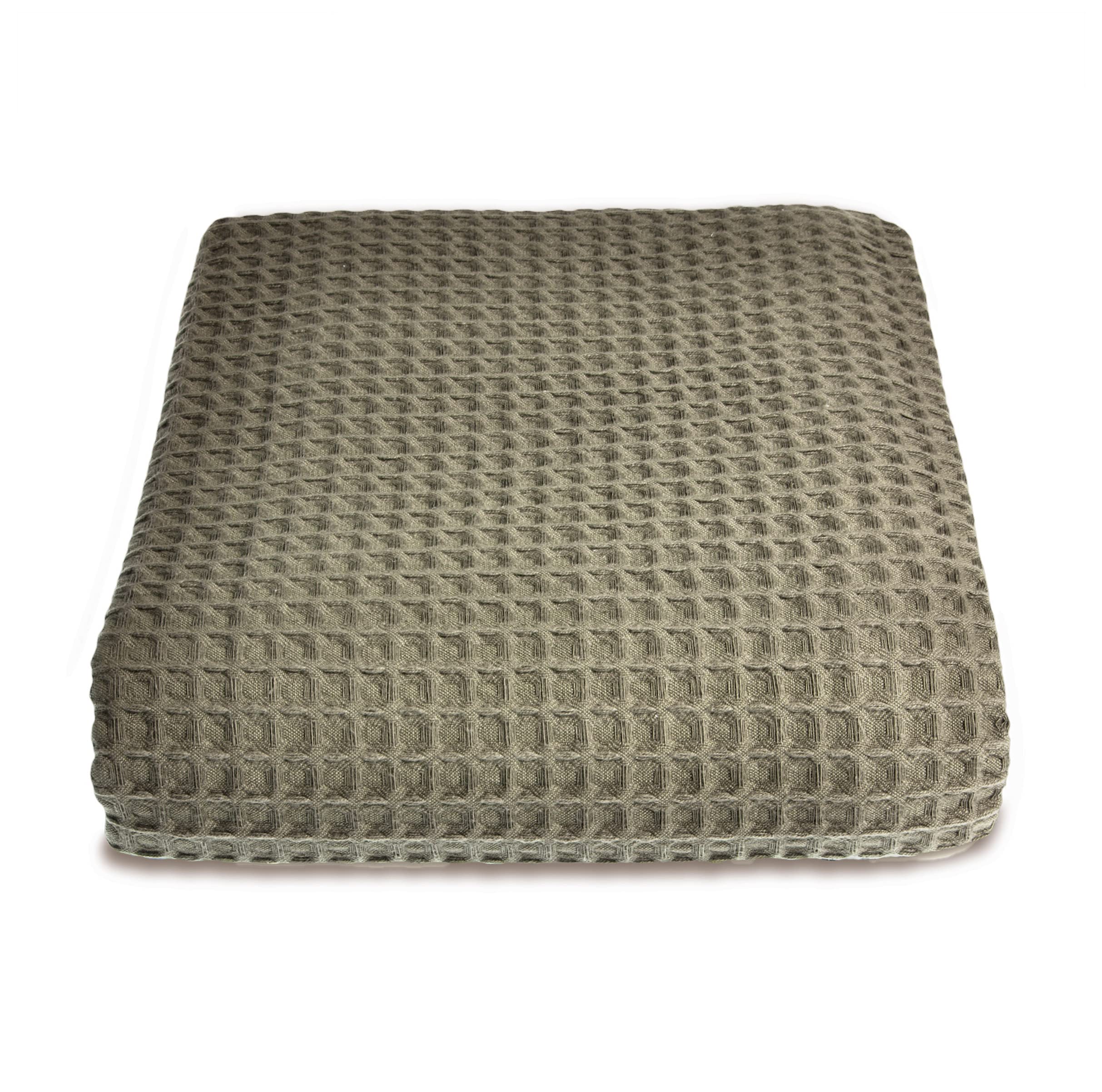 Allure Waffle Throw Blanket, 100% Cotton Luxury Double Bedspread, 175 x 225cm (Khaki)