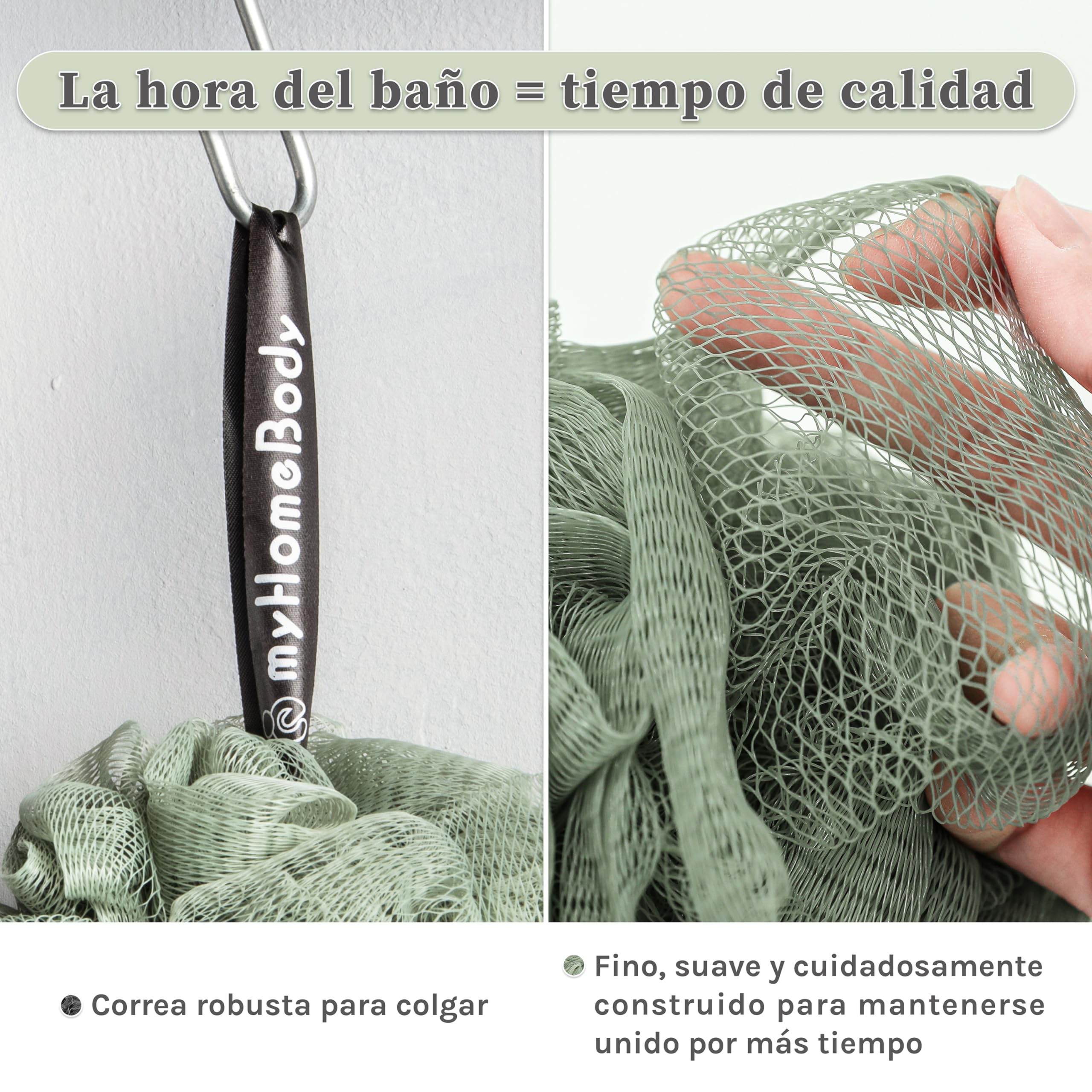 Esponja de lufa grande 70g exfoliante corporal baño con carbón activado 2 Graphite Gray + 1 Sage Green Paquete de 3