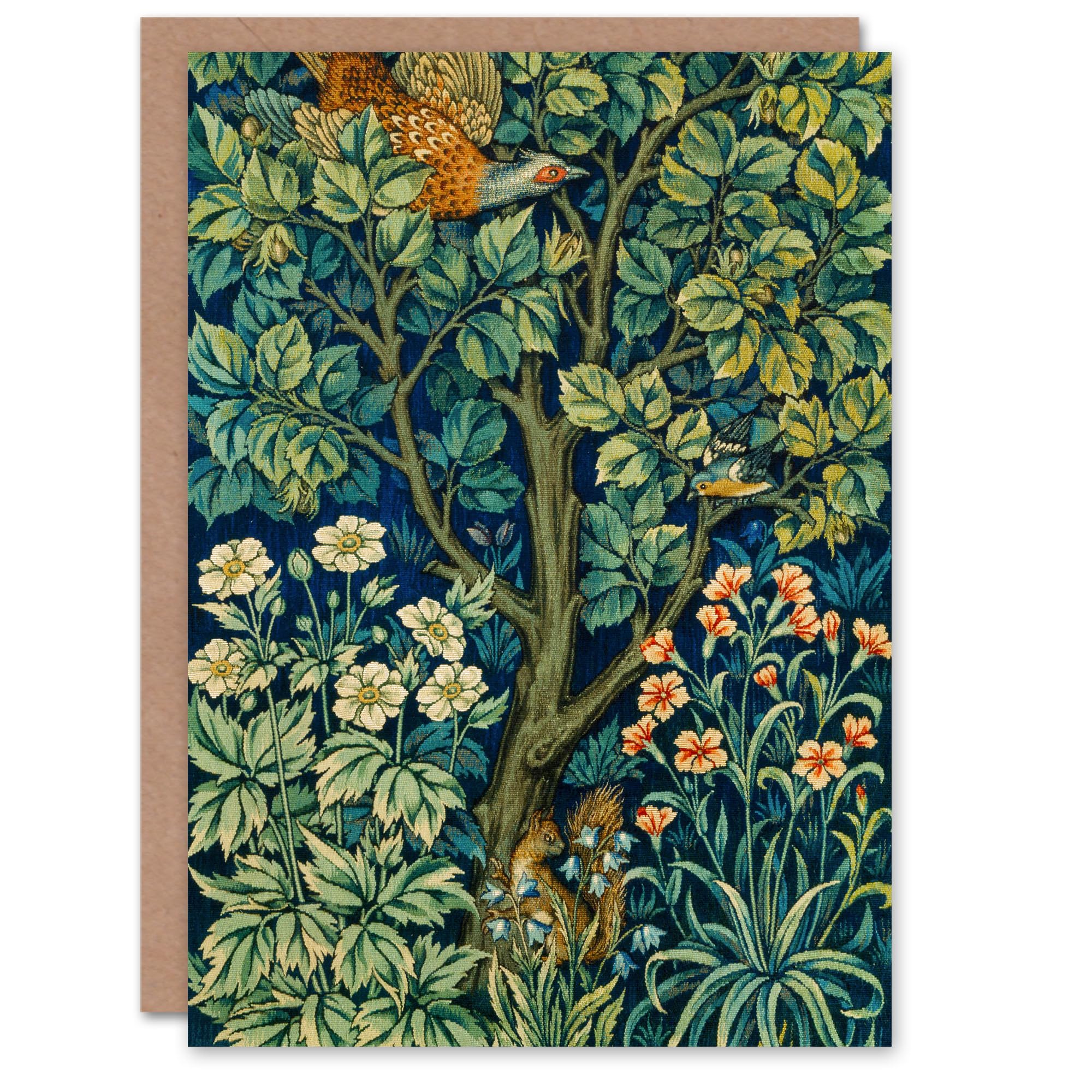 Artery8 William Morris Art Card Cock Pheasant and Squirrel
