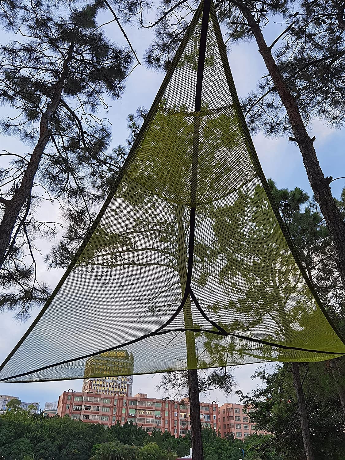 Découvrez L'Aventure Ultime avec Notre hamac de Camping aérien révolutionnaire (380cm) pour Plusieurs Personnes : Matelas Triangulaire, Suspension 3 Points pour cabanes-Black||280CM