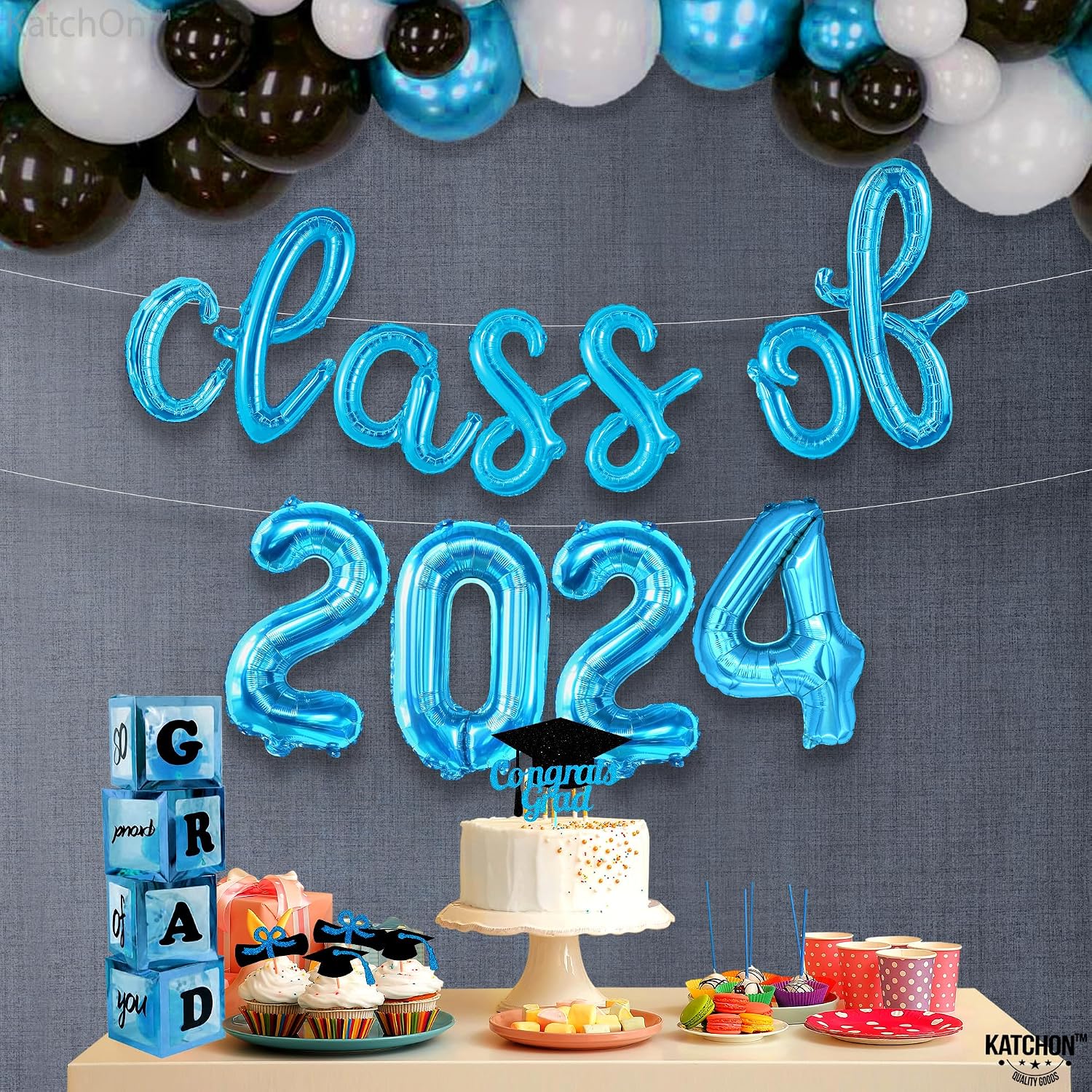 KatchOn, Blue Class of 2024 Balloons Banner - Script, 16 Inch | 2024 Balloons Graduation, Graduation Decorations Class of 2024 | Class of 2024 Balloons, Graduation Balloons Class of 2024 Decorations