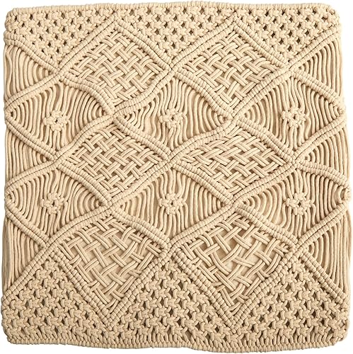 Nearly Natural Funda de almohada decorativa de macramé de 18 pulgadas