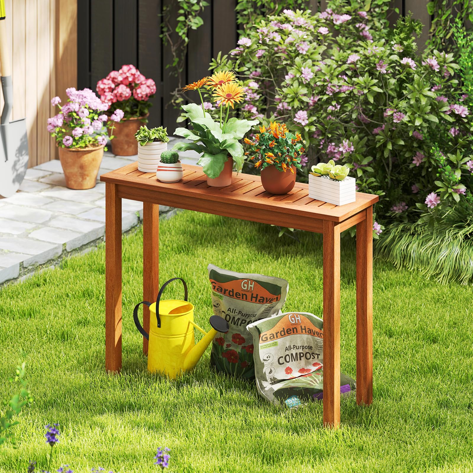 Amazon.com: CHEFJOY Plant Stand, Outdoor Wooden Planter Pot Holder