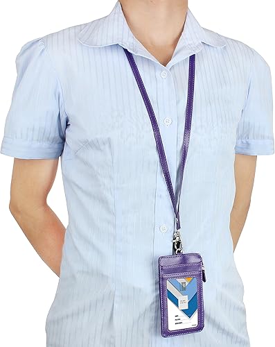 Miniatura 8 de Portatarjetas con cierre zipper, portatarjetas de cuero de PU doble cara Wisdompro y 1 ranura con mirador, 4 ranuras, 1 bolsillo con cierre lateral