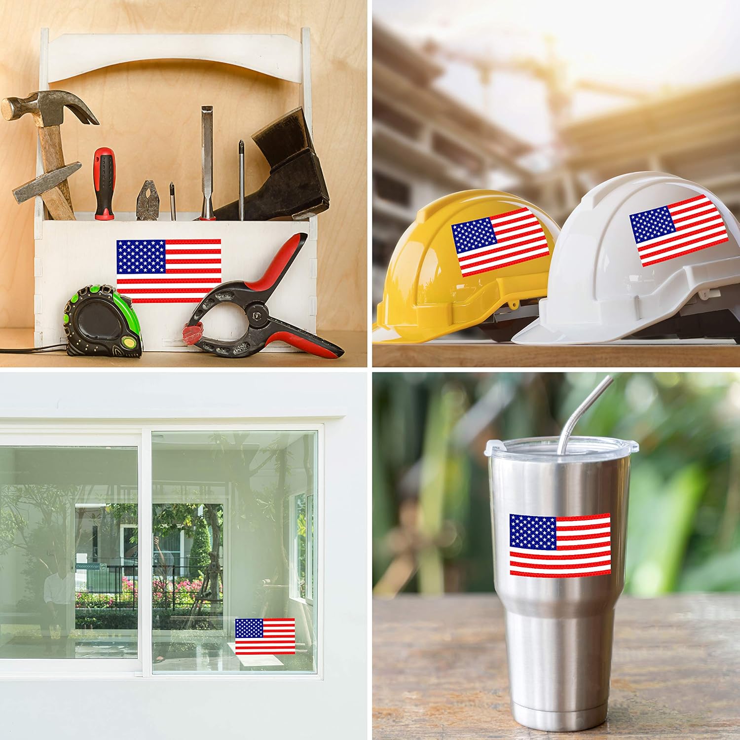 3PC Reflective American Flag Sticker - 5x3 Inches - American Flag Decal Stickers for Car Bumper Truck Window Small Auto Vehicles Helmet - USA Patriotic Stripe Vinyl Outdoor
