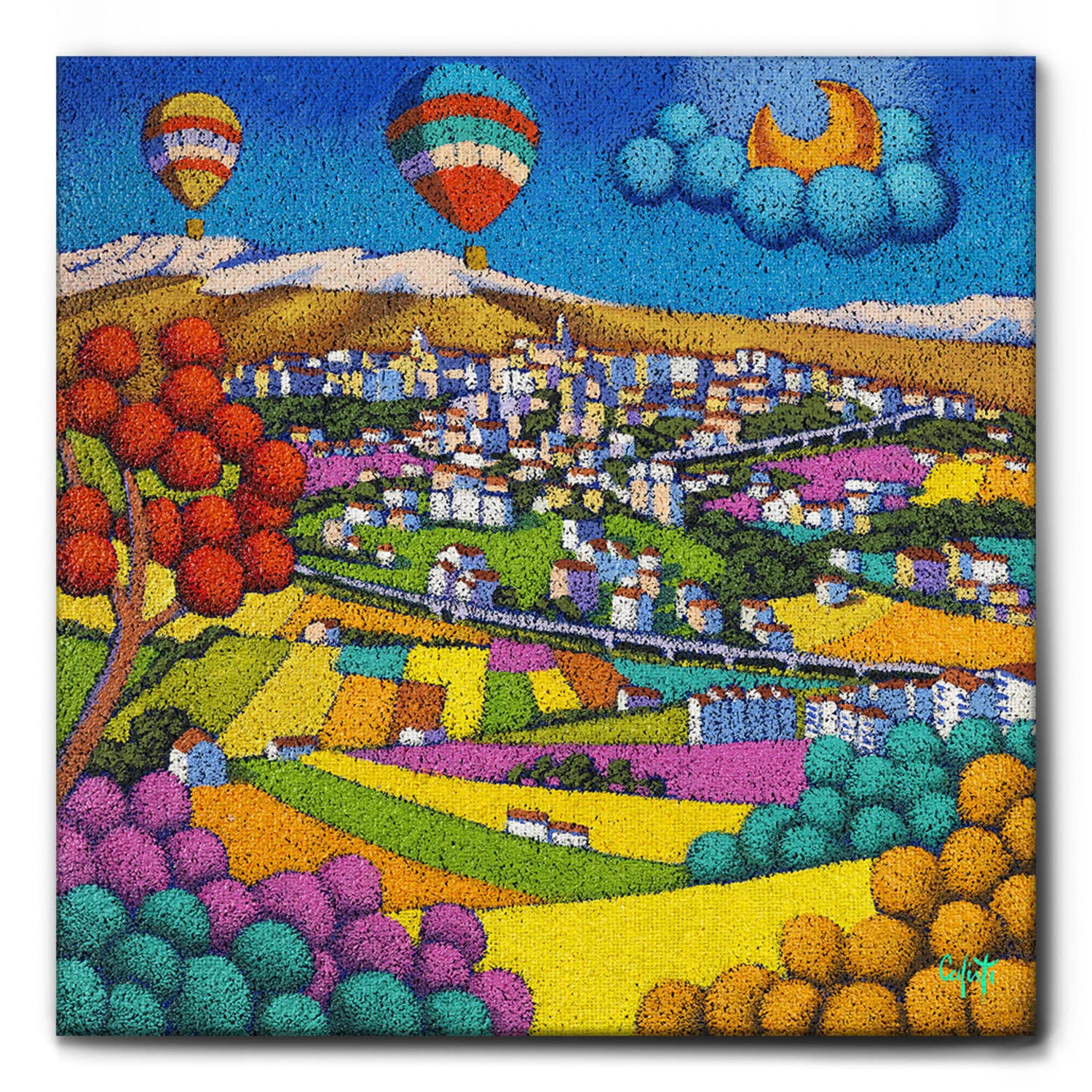 Giallobus - Quadro - Stefano Calisti - Paesaggio di montagna - Tela canvas - 70x70 - Pronto da appendere - Quadri moderni per la casa