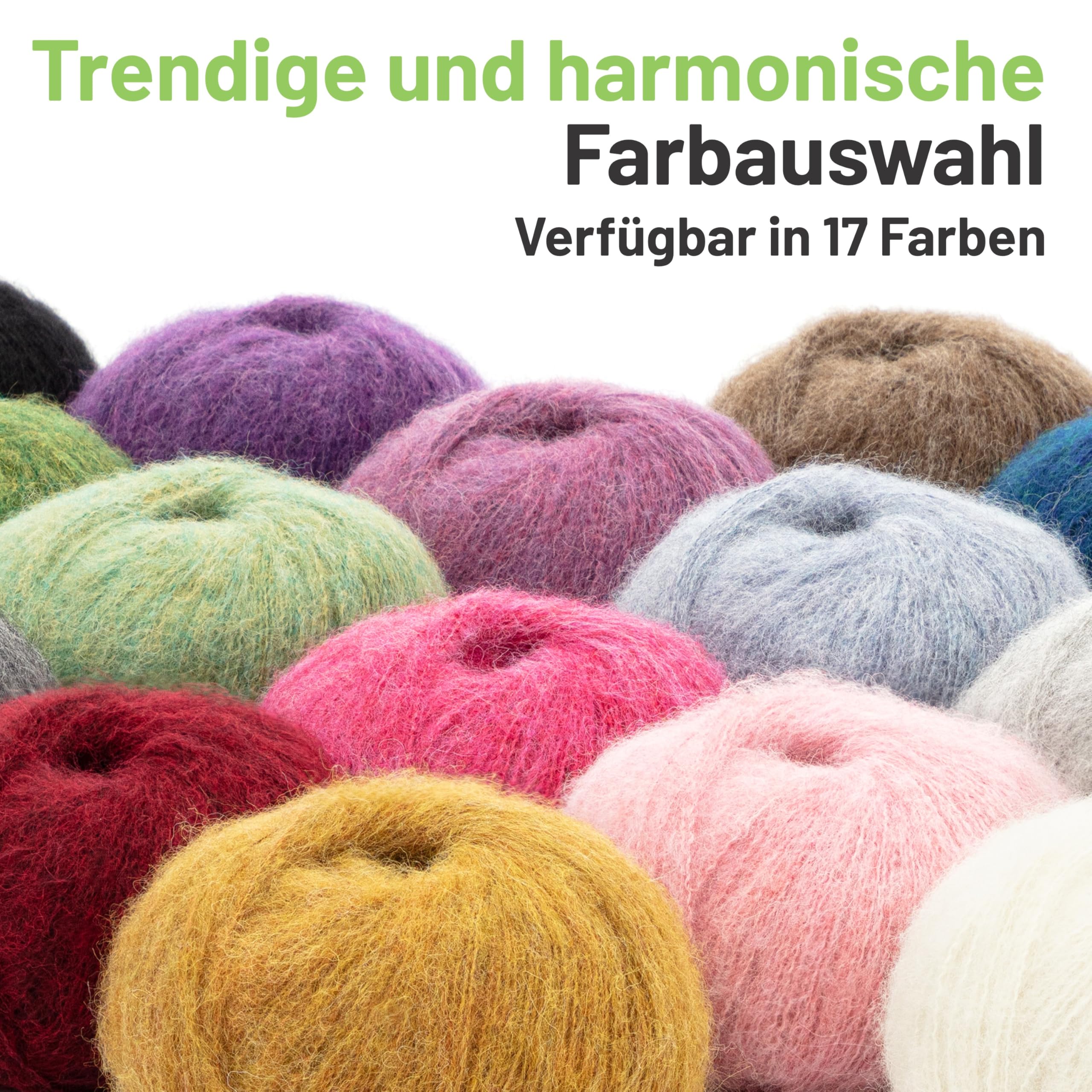 HANSA-FARM Alpawool 100% Baby Alpaca Brushed Set 200 g (4 x 50 g) lana leggera e antigraffio per lavorare a maglia e all'uncinetto – NFA15 nero