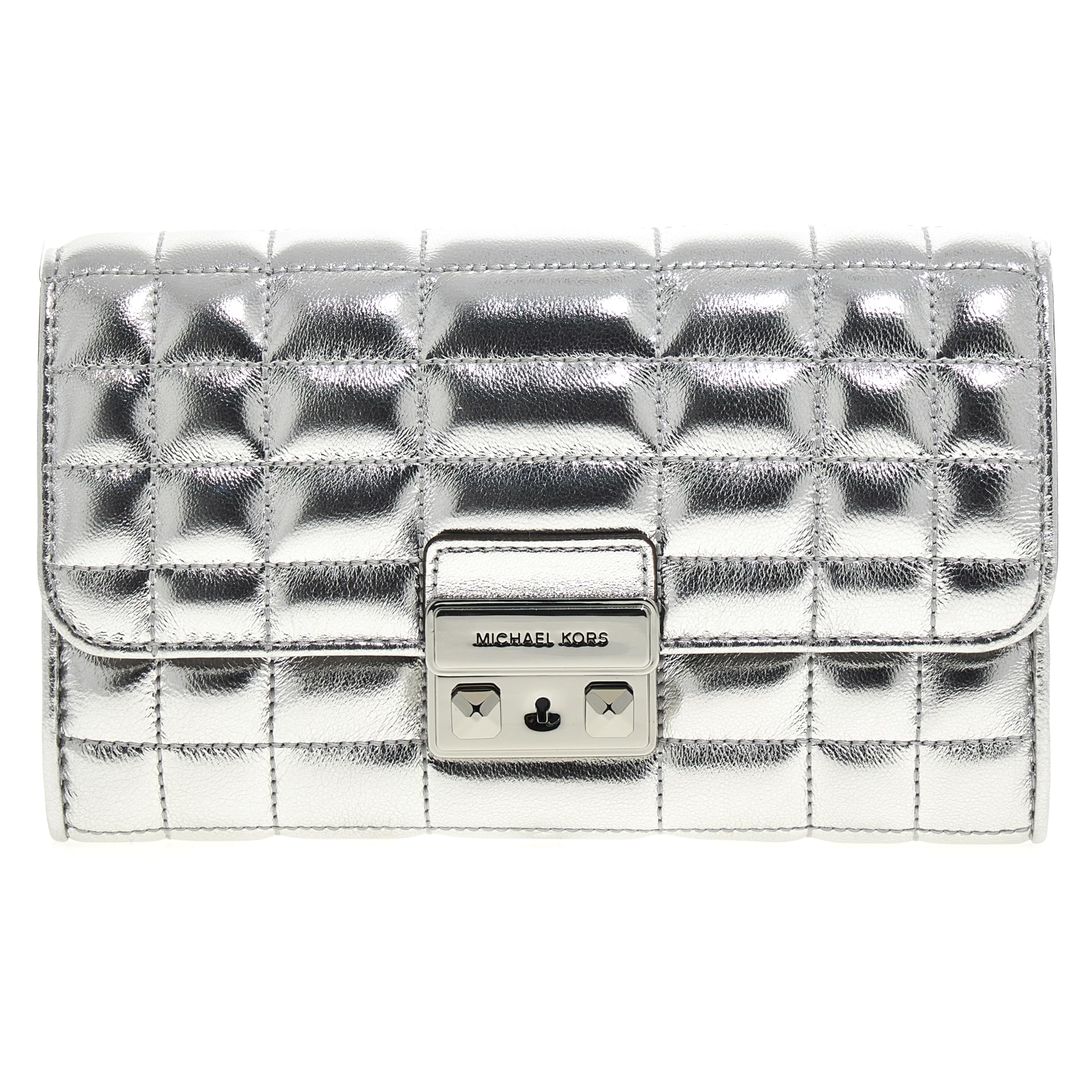 Michael Kors Women's Gray Tribeca Metallic Leather Convertible Crossbody Bag, Cross Body Bags, One Size, Bags