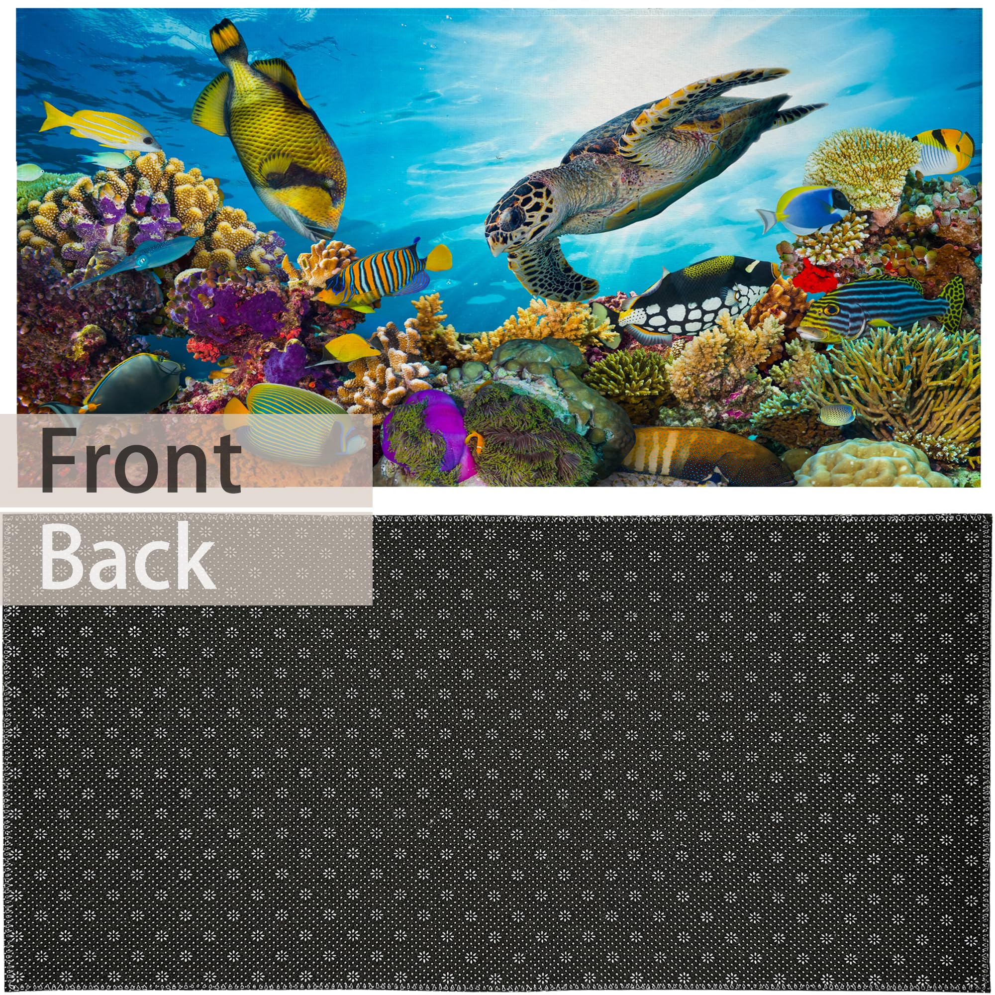 TUBAMQ Paillasson motif coucher de soleil 43,2 x 76,2 cm, palmiers tropicaux, mer, plage, tapis de bienvenue, décoration d'intérieur, paillasson de ferme, décoration pour porte d'entrée, intérieur et