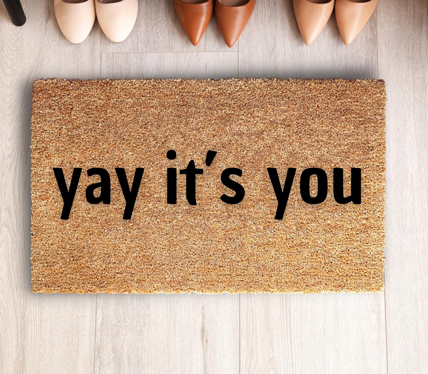 Yay It’s You Welcome Mat - 3 Size Options - Cute Minimalist Coir Doormat for Entryway Porch or Apartment - Funny Sweet Door Mat for Guests Indoor Outdoor Use
