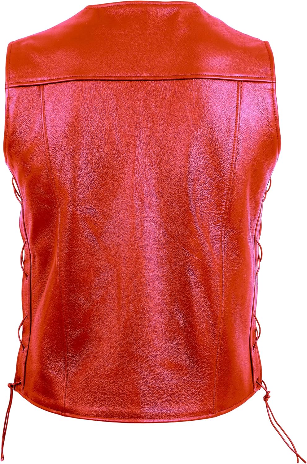 Deckra Classic Men's Genuine Leather Vest - Timeless Style Laceup Motorcycle Riding Biker Vest Club - Image 4