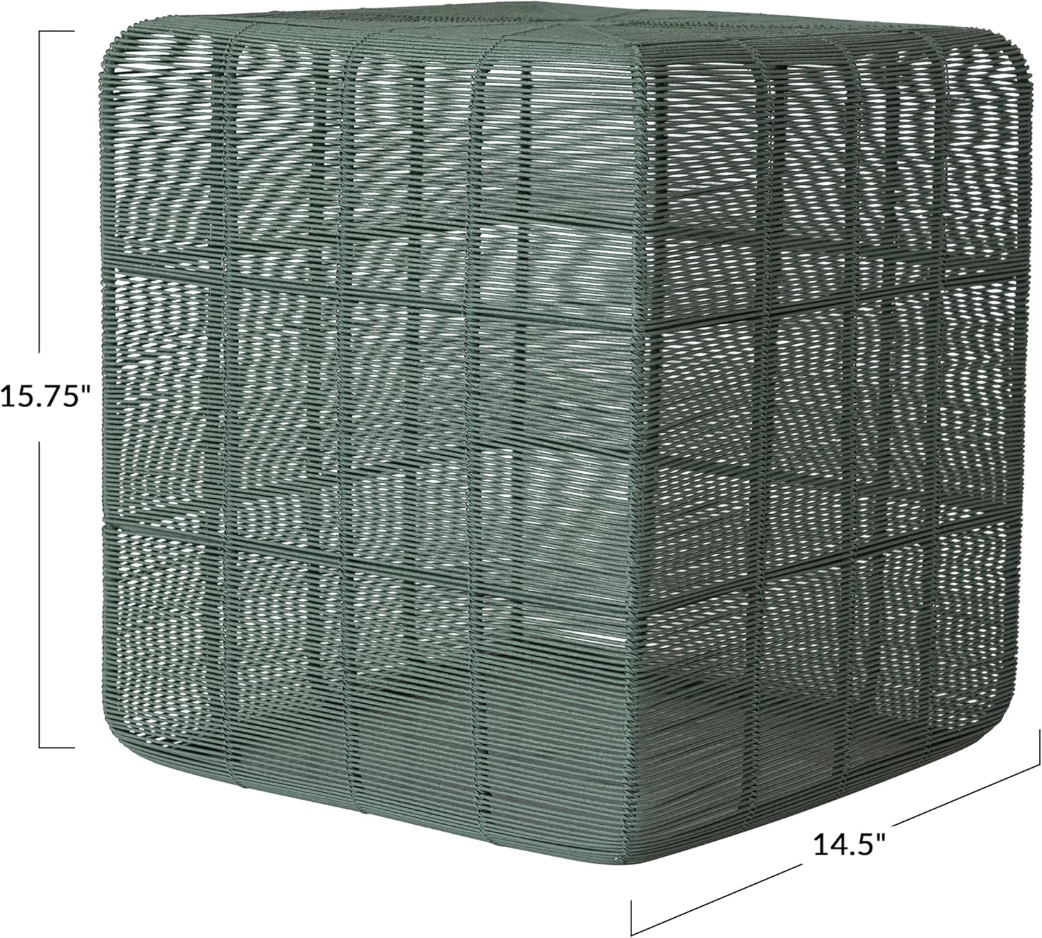 Creative Co-Op Metal Wire Square Accent Table, Green Finish