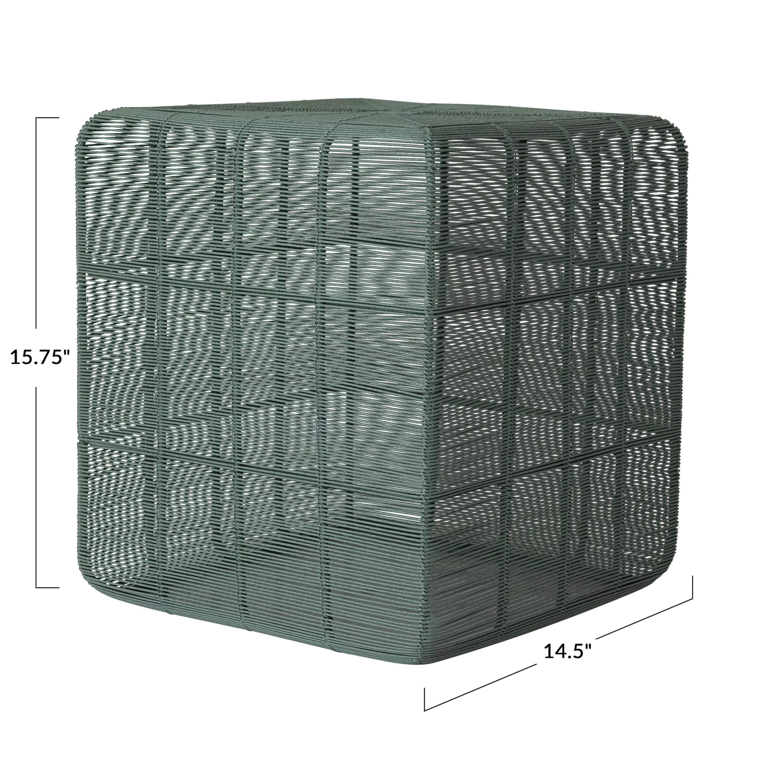 Creative Co-Op Metal Wire Square Accent Table, Green Finish