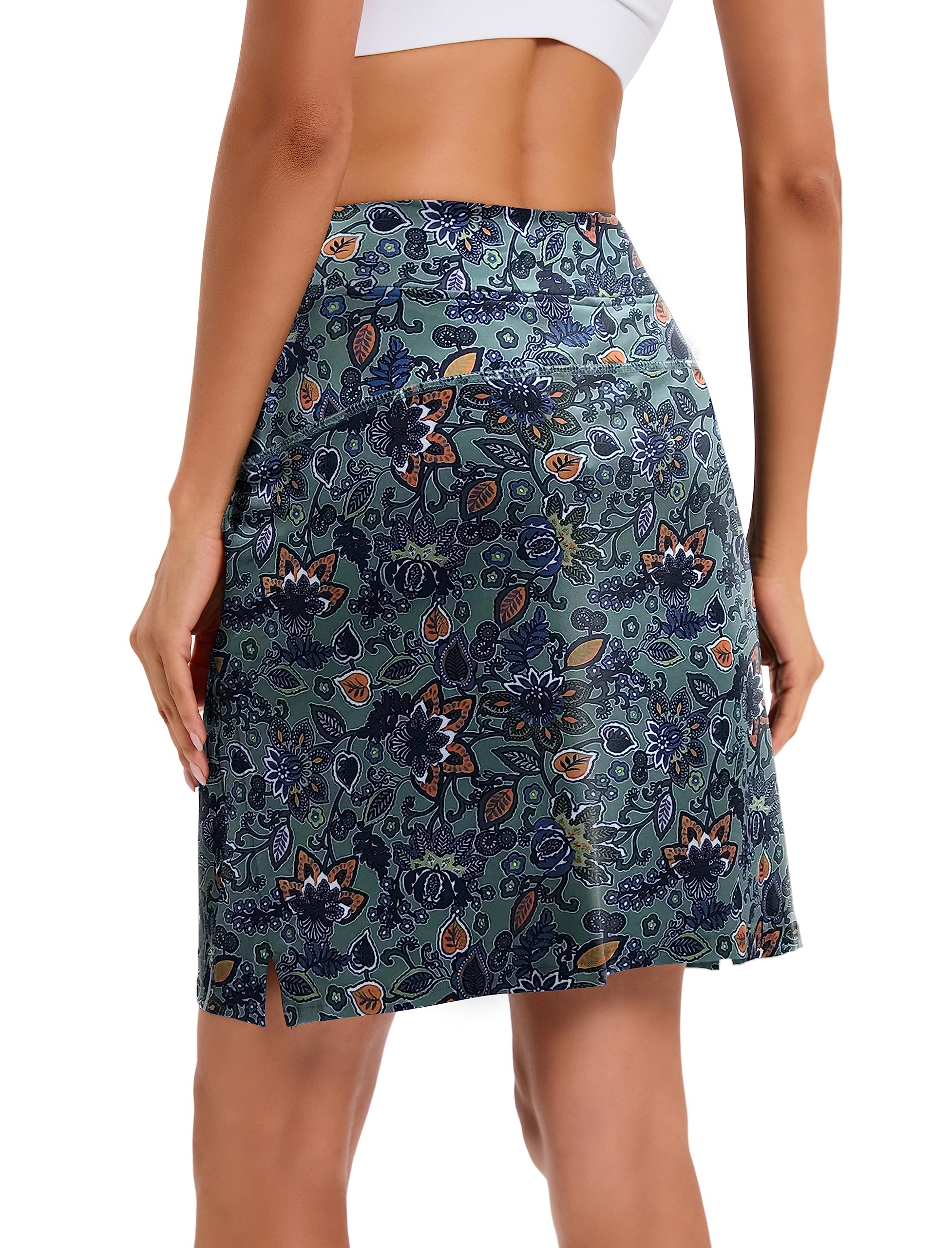 Jhsnjnr Falda pantalón de golf para mujer con bolsillos, longitud hasta la rodilla, cintura elástica, falda de tenis atlética activa
