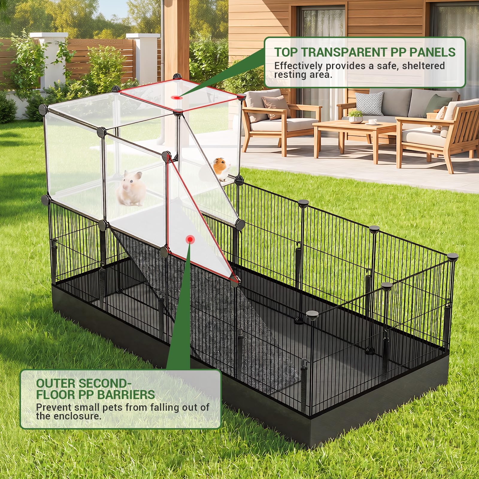 VISCOO Guinea Pig Playpen - Spacious Cage for Small Pets -5