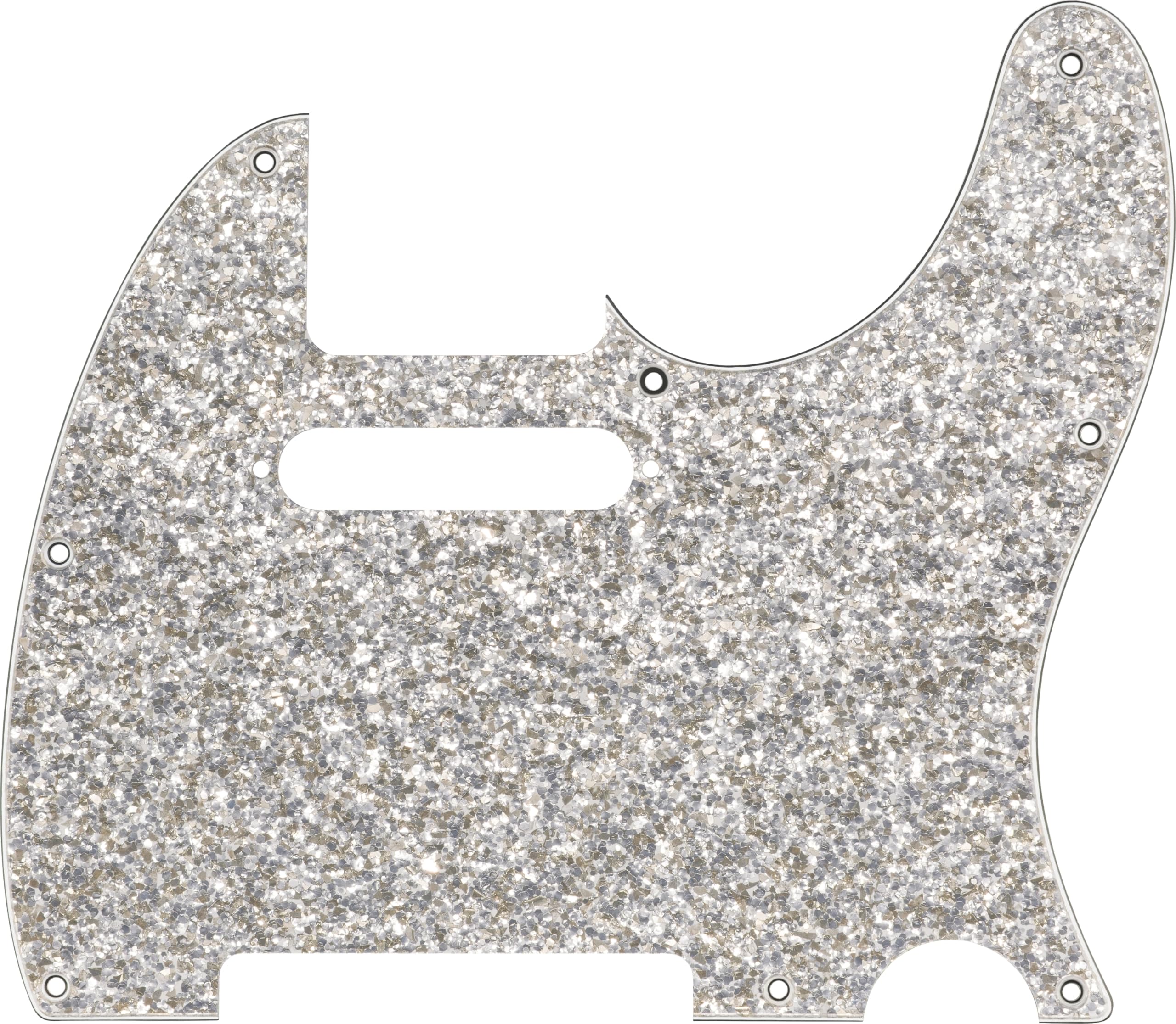 Golpeador híbrido de vidrio/purpurina Telecaster S/S, plateado brillante