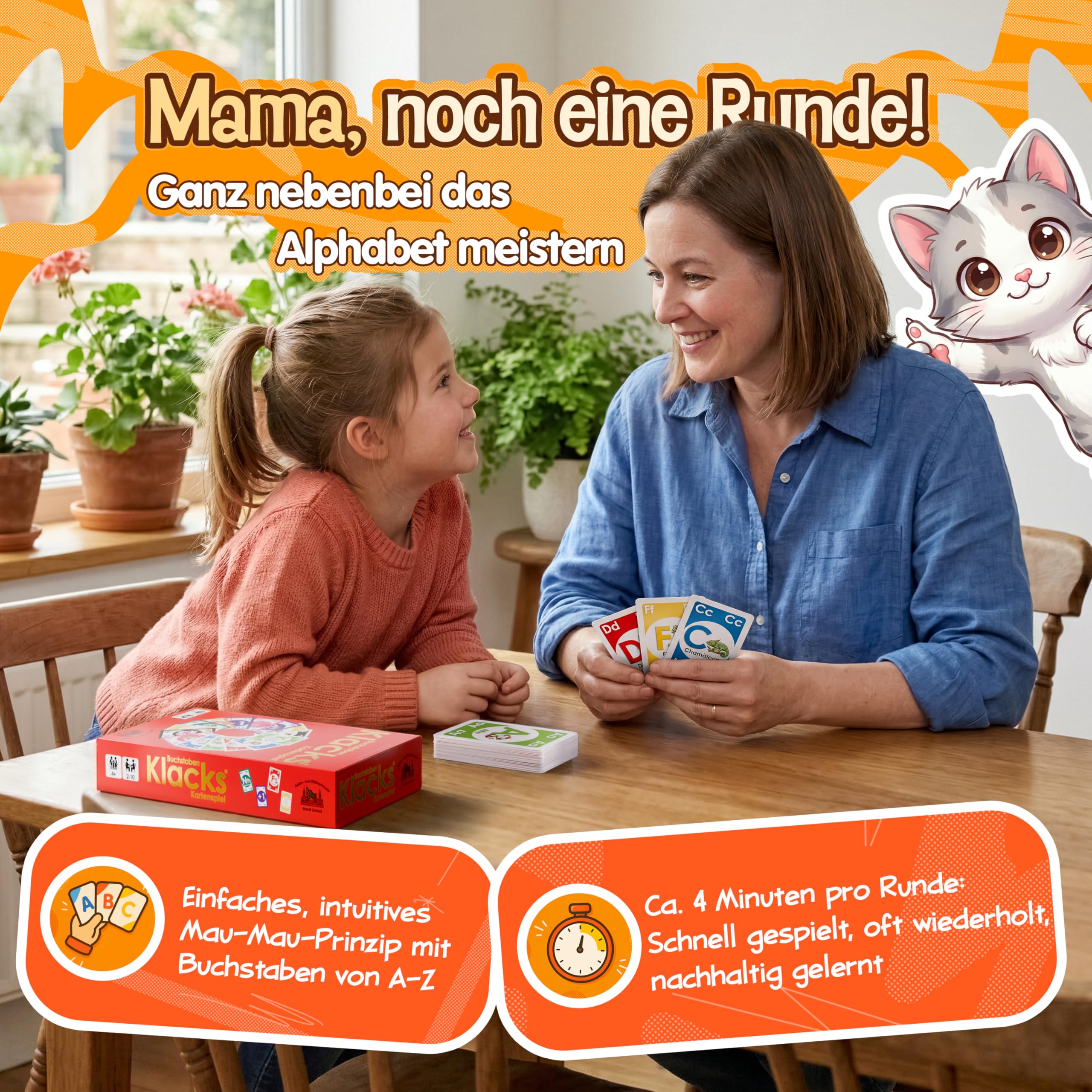 Letters Klacks – Jeu De Cartes ABC Anglais, 148 Cartes, Apprentissage Alphabet Pour Enfants Dès 4 Ans