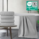 POLYTE 430 GSM Microfiber Oversize Quick Dry Lint Free Bath Towel, 60 x 30 in, 4 Pack (Waffle Weave)