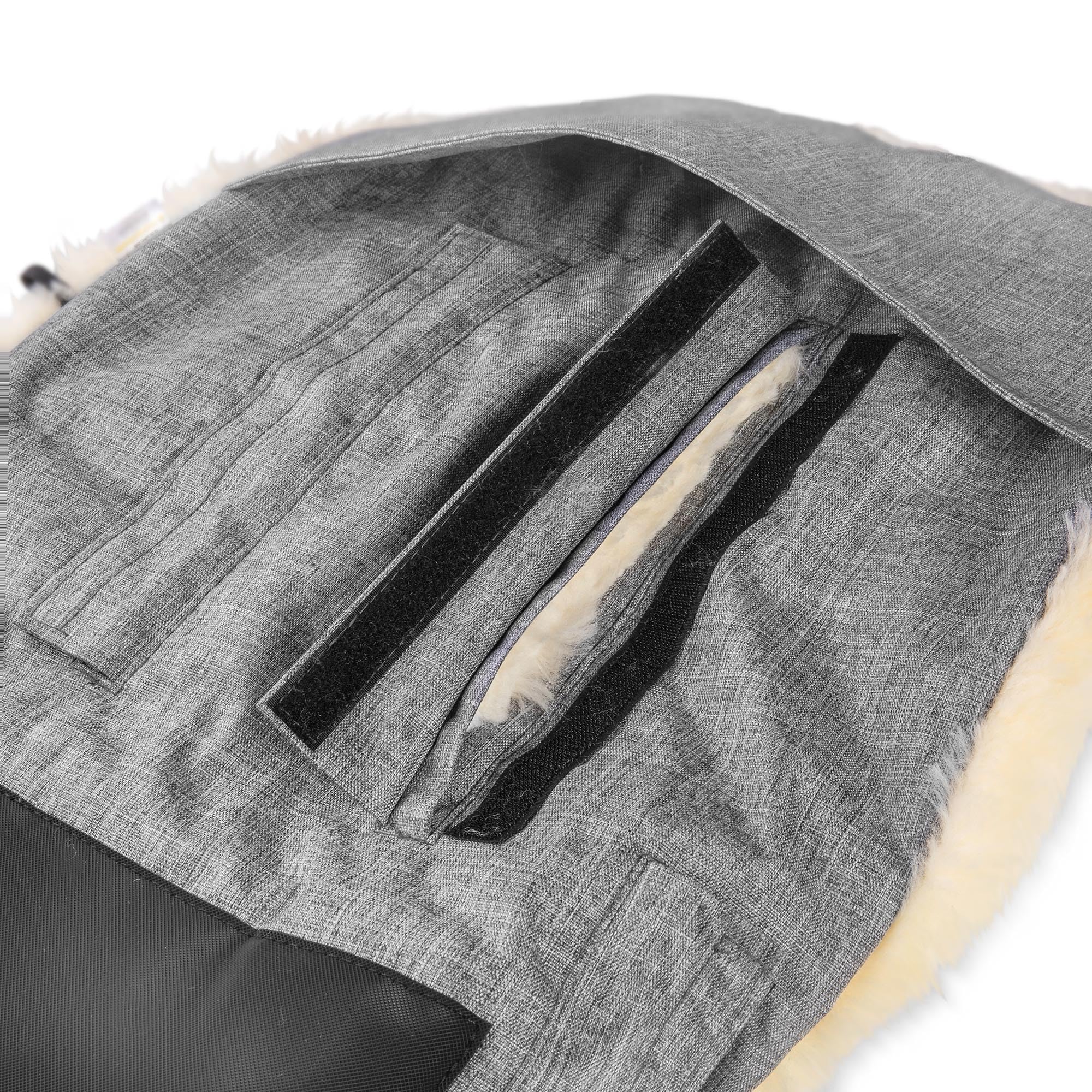 Fellhof 108308 Lammfell Fußsack Cortina, OEKO-TEX® Standard 100 zertifiziert, 45x97 cm, wind- und wasserdicht, waschbar bis 30°C, Öffnung am Fußende (beige-melange)