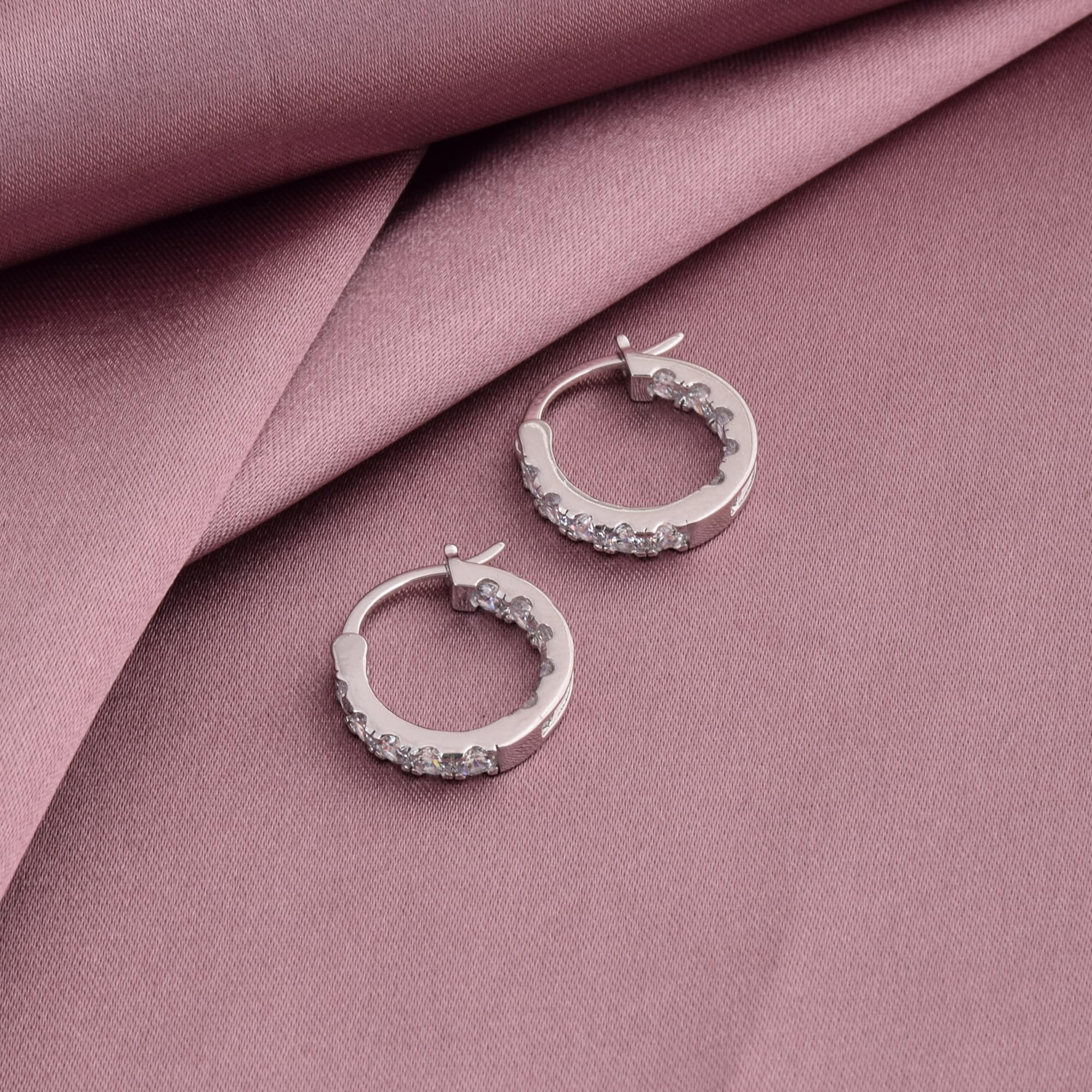Silber Creolen für Frauen, 925 Sterling Silber Creolen mit Zirkonia, Ohrringe Sterling Silber 925 Creolen für Damen Creolen Durchmesser 15 mm 20 mm 25 mm 30 mm
