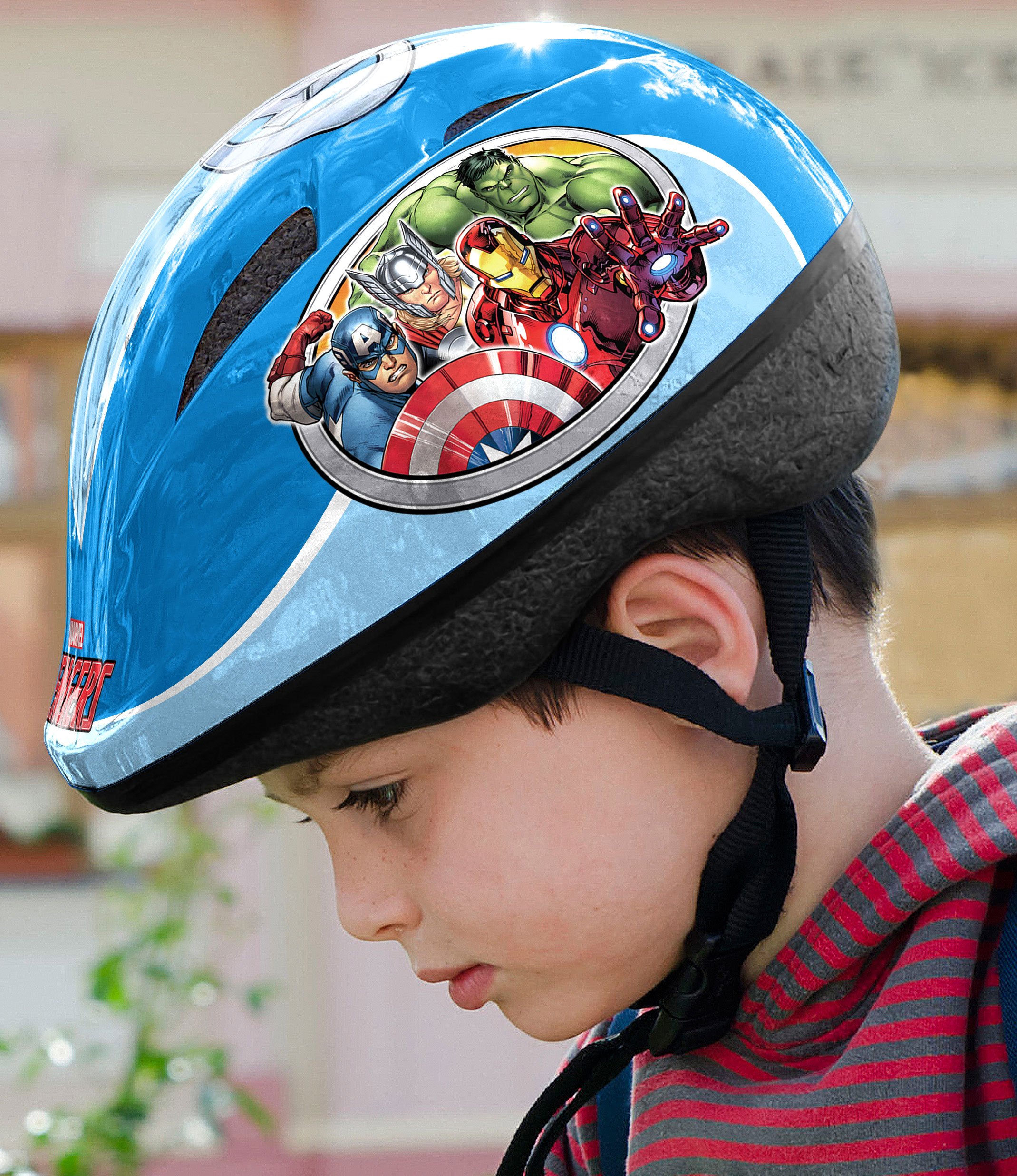 Stamp rozmiar S (52-56cm) Marvel Kask rowerowy-AVENGERS, AV299103S, BLUE/SZARY
