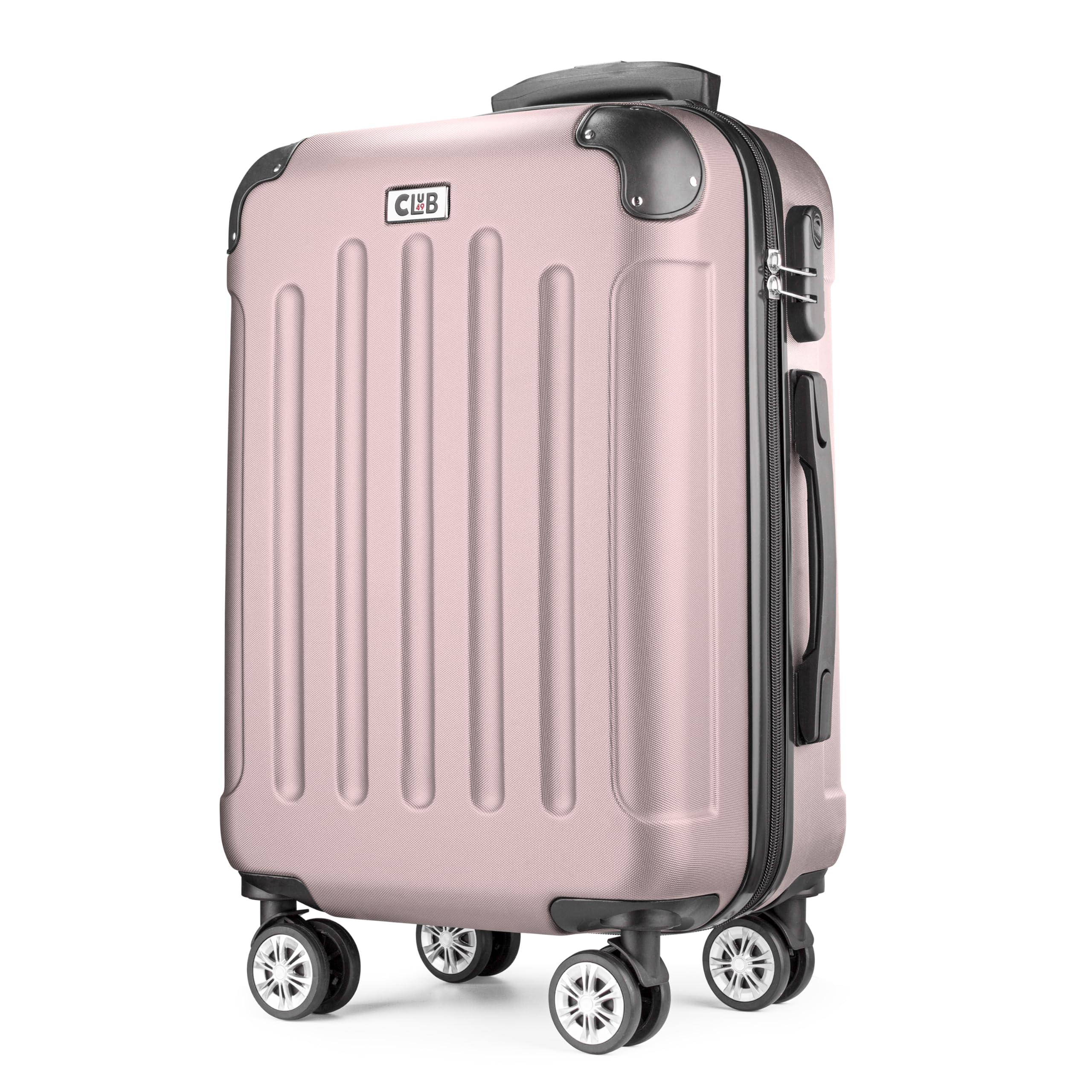 POSH Valigia rigida con ruote trolley bagaglio a mano, grande, media, piccola in ABS, Set di valigie leggere da 3 pezzi nelle misure M-L-XL (rosa cipria, M)