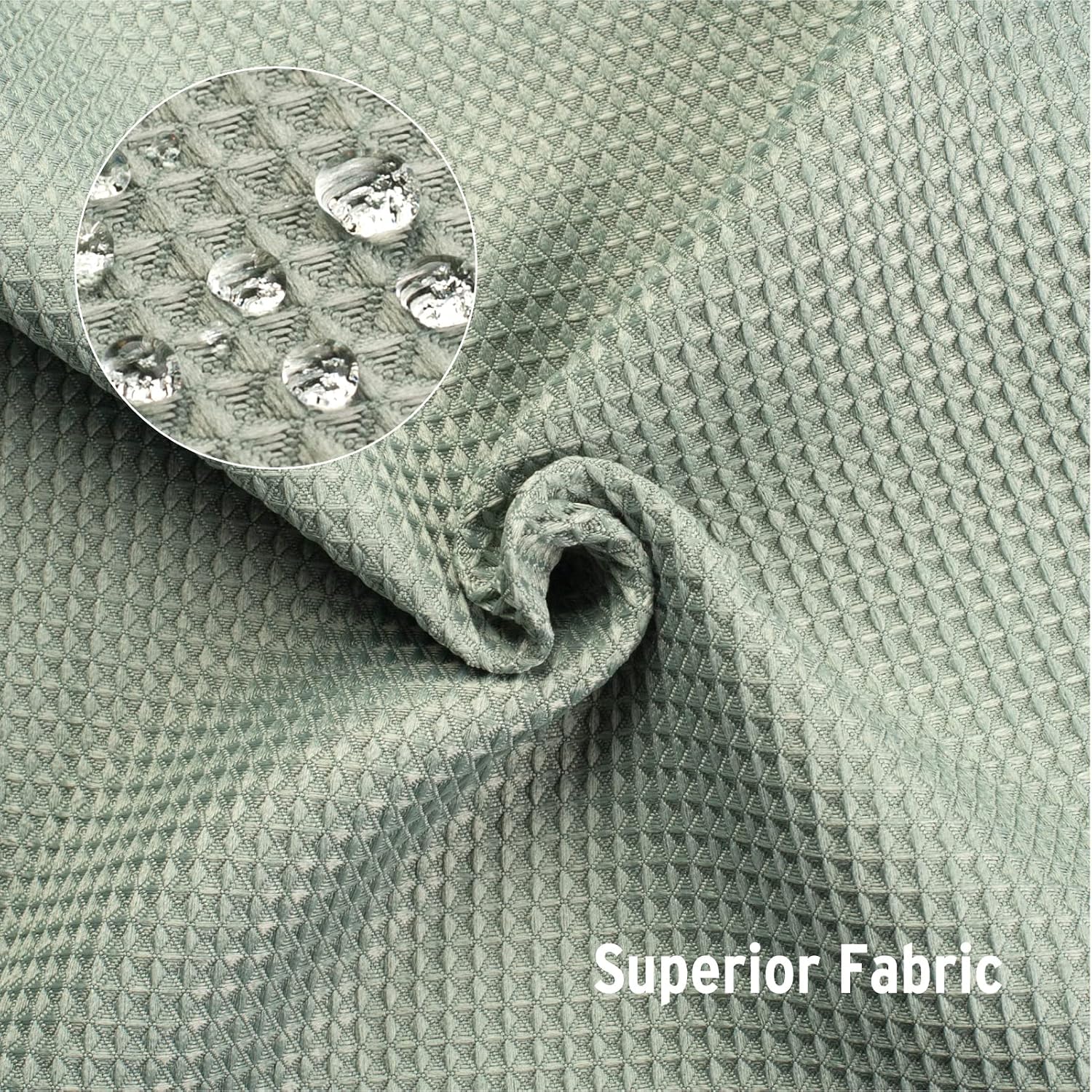 12 Stainless Steel Shower Curtain Rings and Heavy Duty sage Green Waffle Shower Curtain Set 72x72 Inches image 5