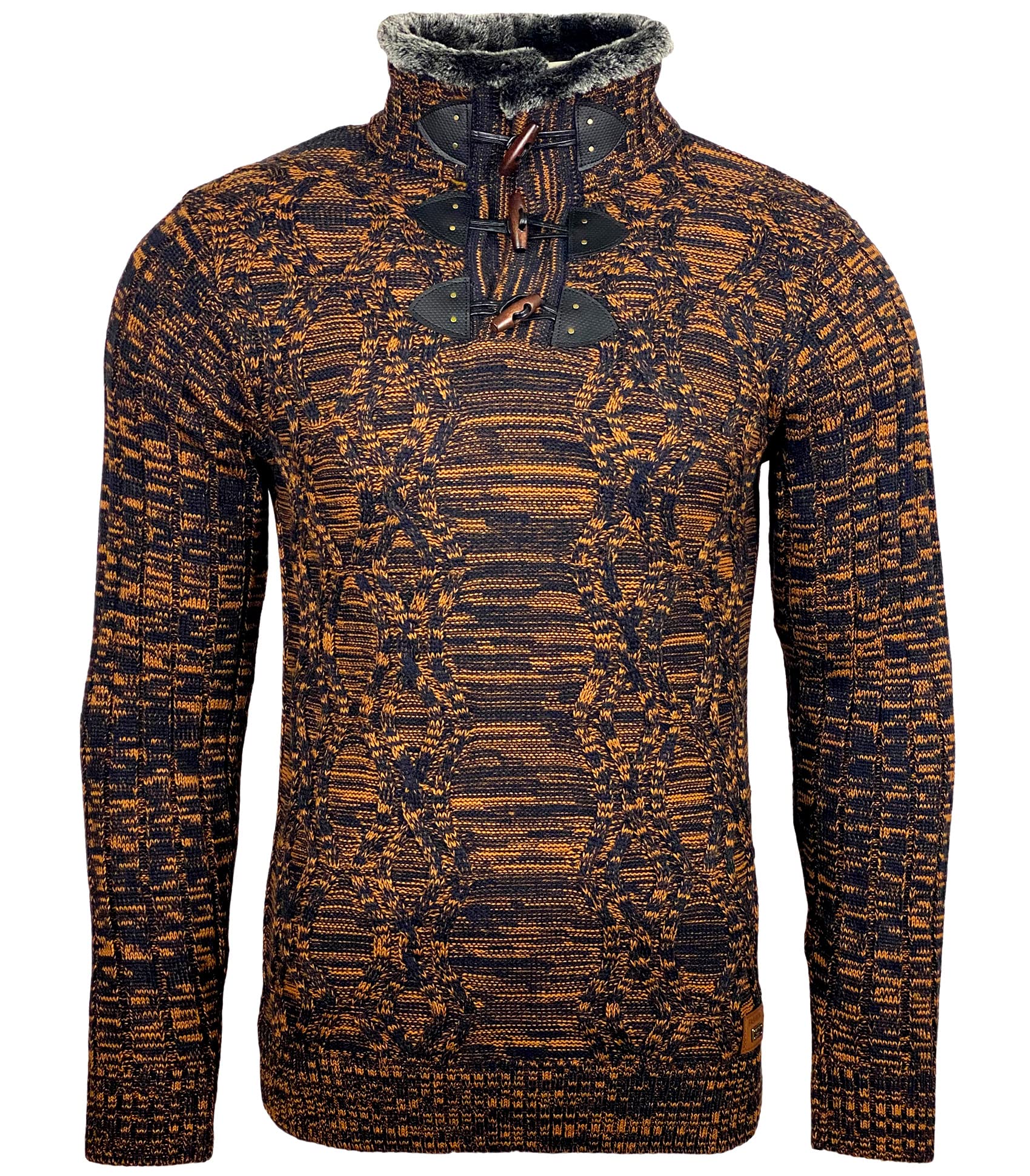 Subliminal Mode Pull Homme Grosse Maille Col Montant - Style Basique - Pull Over Tricoté Hiver Col Brandebourg Manches Longues - Idée Cadeau BX291