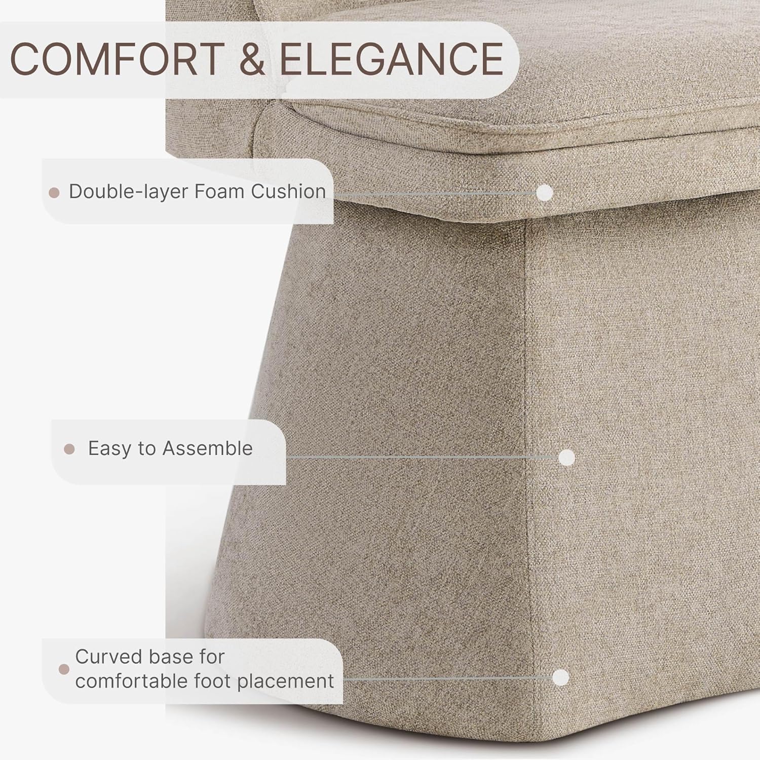 KISLOT Swivel Dining Chairs Modern Desk Chair Upholstered Linen Fabric Side Chair for Kitchen Dining Room Bedroom,Khaki,2 Box
