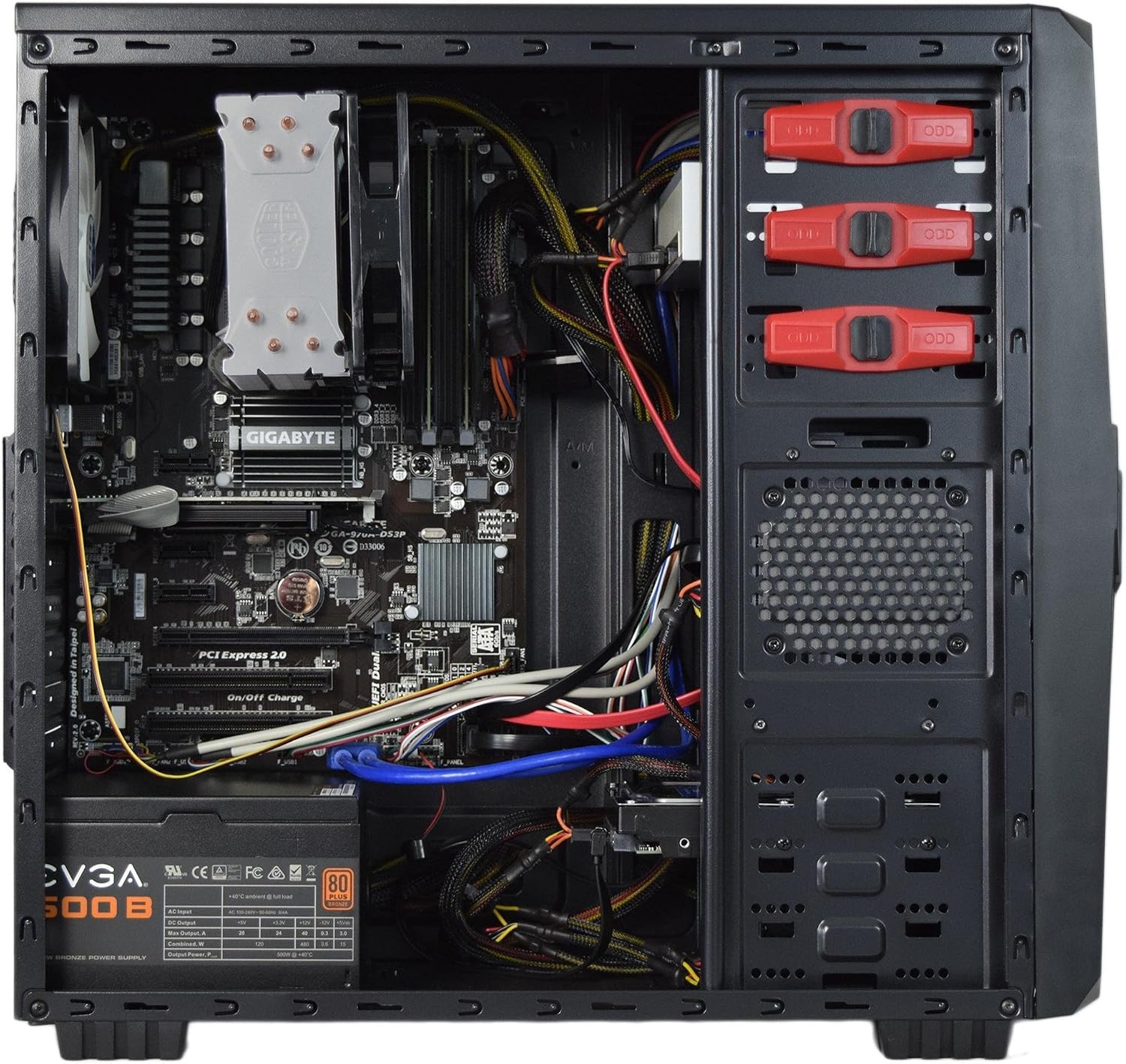 VIVO ATX Mid Tower Computer Gaming PC Case / Black Red Desktop Shell / 3 Fan Mount, Dual USB 3.0 (CASE-V03)