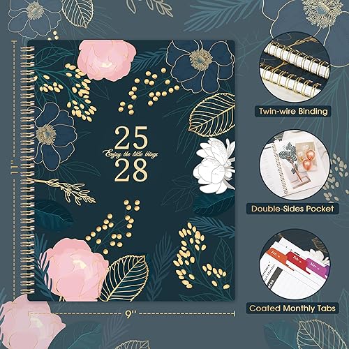 Miniatura 5 de Agenda mensual 2025-2028, julio 2025 a junio 2028, planificador mensual de 3 años 2025-2028, 9 x 11 pulgadas, 36 pestañas coloridas de meses,