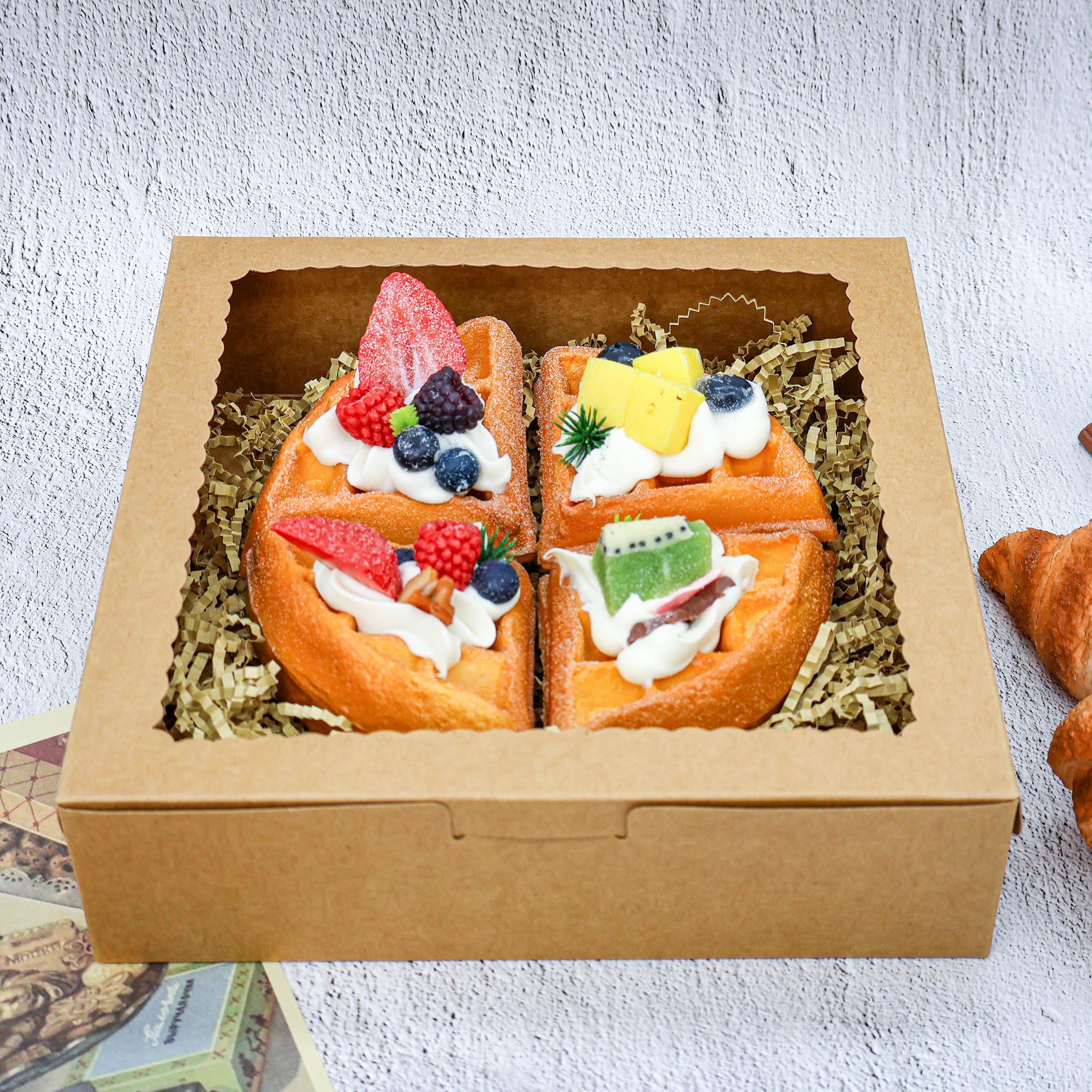 24 cajas para tartas de 9 x 9 x 2.5 pulgadas, cajas de panadería con ventana, cajas de postre