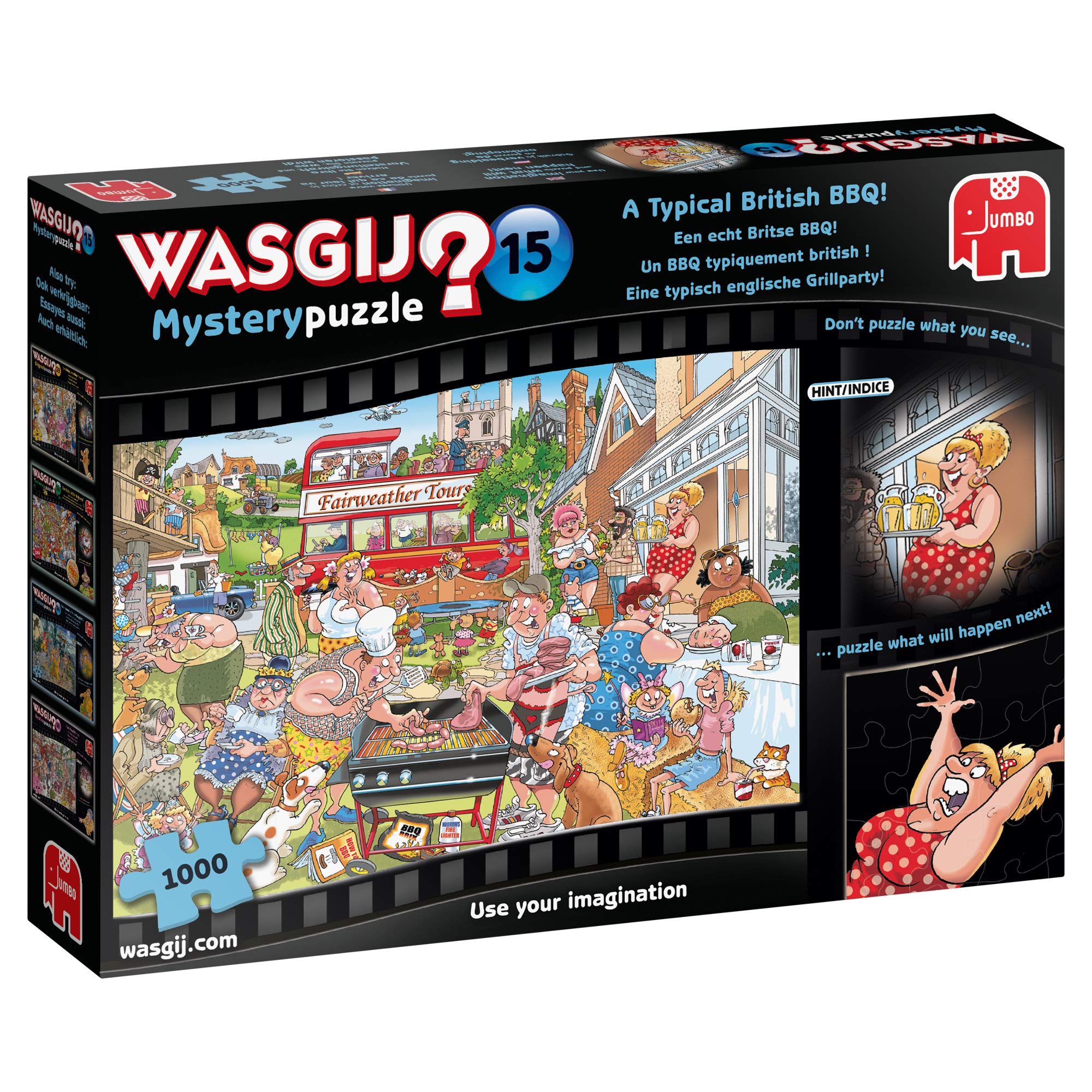 Jumbo Spiele GmbH JUM19163 Mystery 15 A Typical British BBQ Puzzle, Multi, 68x49cm