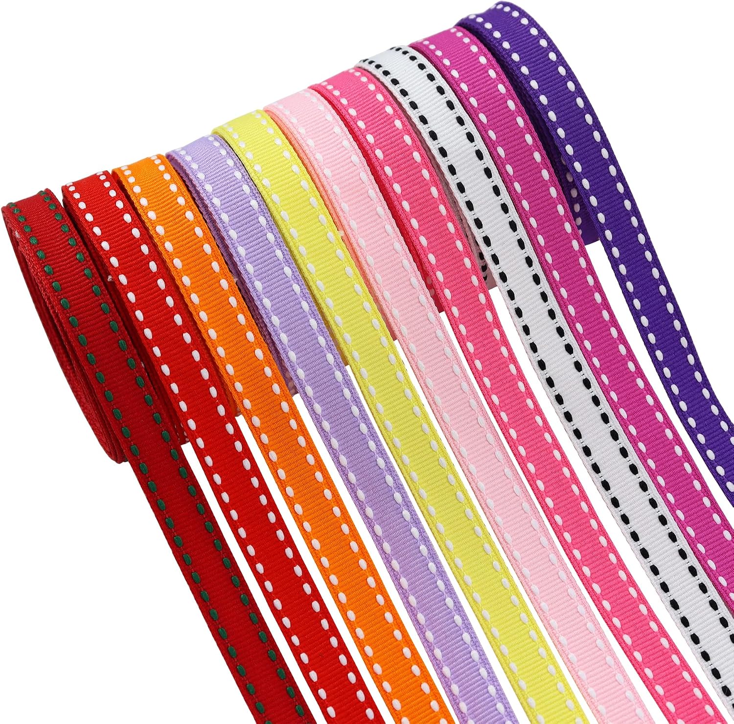 3/8" White Jump Point Grosgrain Ribbons, Perfect for Gift Wrapping Crafts Party Wedding Birthday Decoratio, DIY Crafts Bow Hair Headband Accessories Assorted Ribbon 40yd(20x2yd)