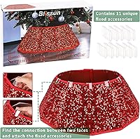 Vista 4 de Blissun - Collar para árbol de Navidad, falda de árbol de Navidad con lentejuelas, anillo de árbol plegable, base de soporte para árbol de Navidad