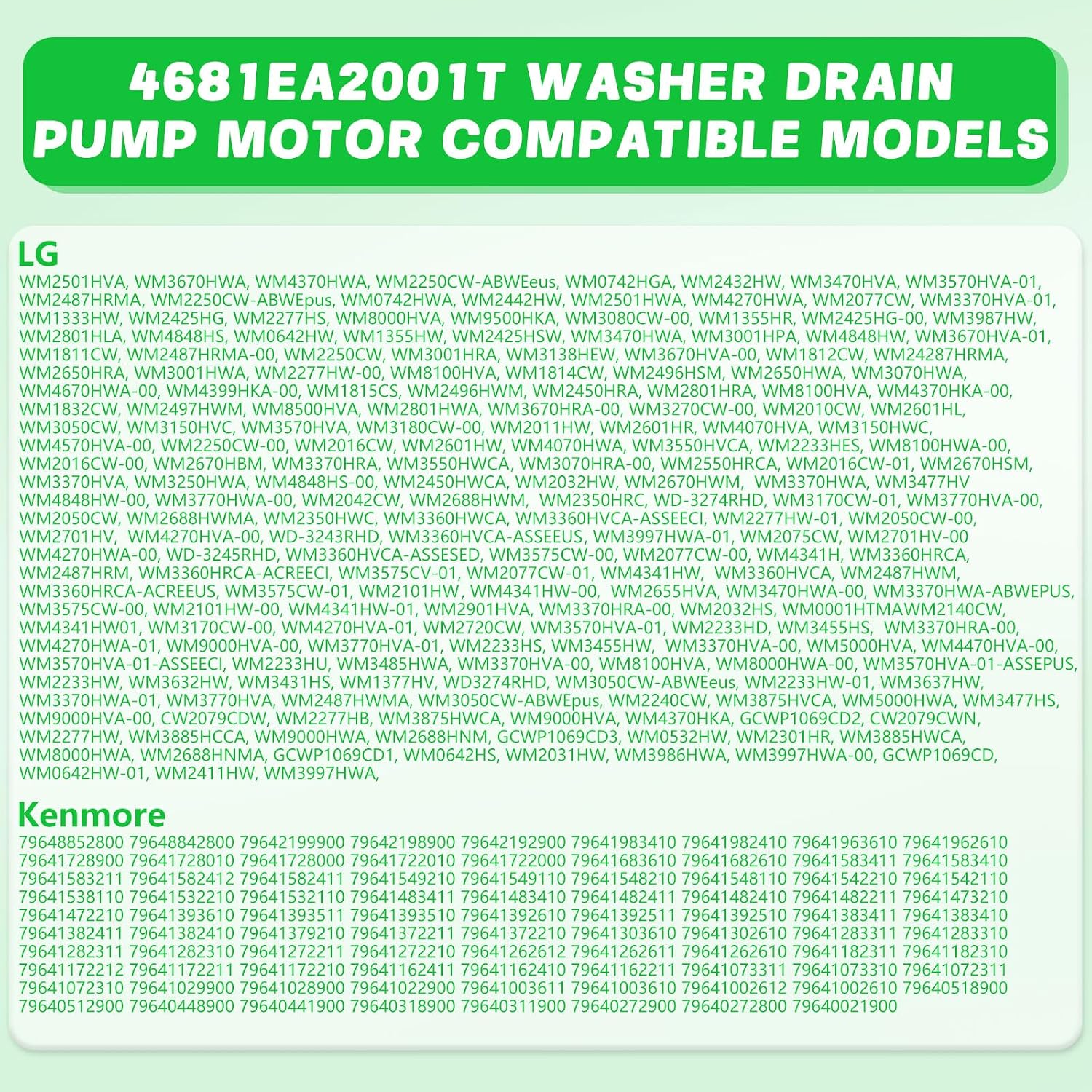 4681EA2001T Washer Drain Pump Motor and 383EER4004A 11-Inch Washing Machine Spring Expansion Removal Tool Kit, Compatible with WM2101HW WM3270CW WM3770HVA, Replaces AP5328388 4681EA1007G 4681EA1007D