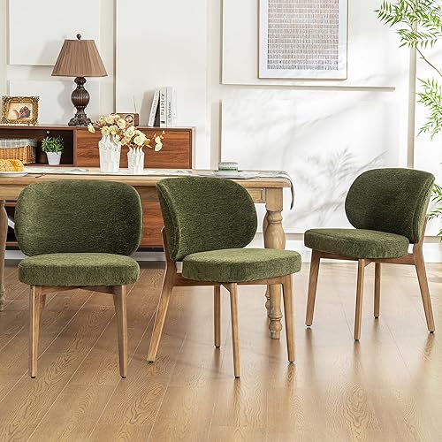 Miniatura 36 de Juego de 6 sillas de comedor YOUNIKE estilo mediados de siglo moderno, silla de cocina con respaldo alto de tela bouclé tapizada, silla sin brazos,