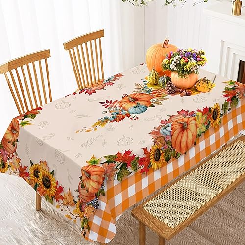 Miniatura 2 de Hexagram Mantel rectangular de otoño de 54 x 108 pulgadas, mantel de calabaza para cocina, comedor, regalos de Acción de Gracias, decoración de