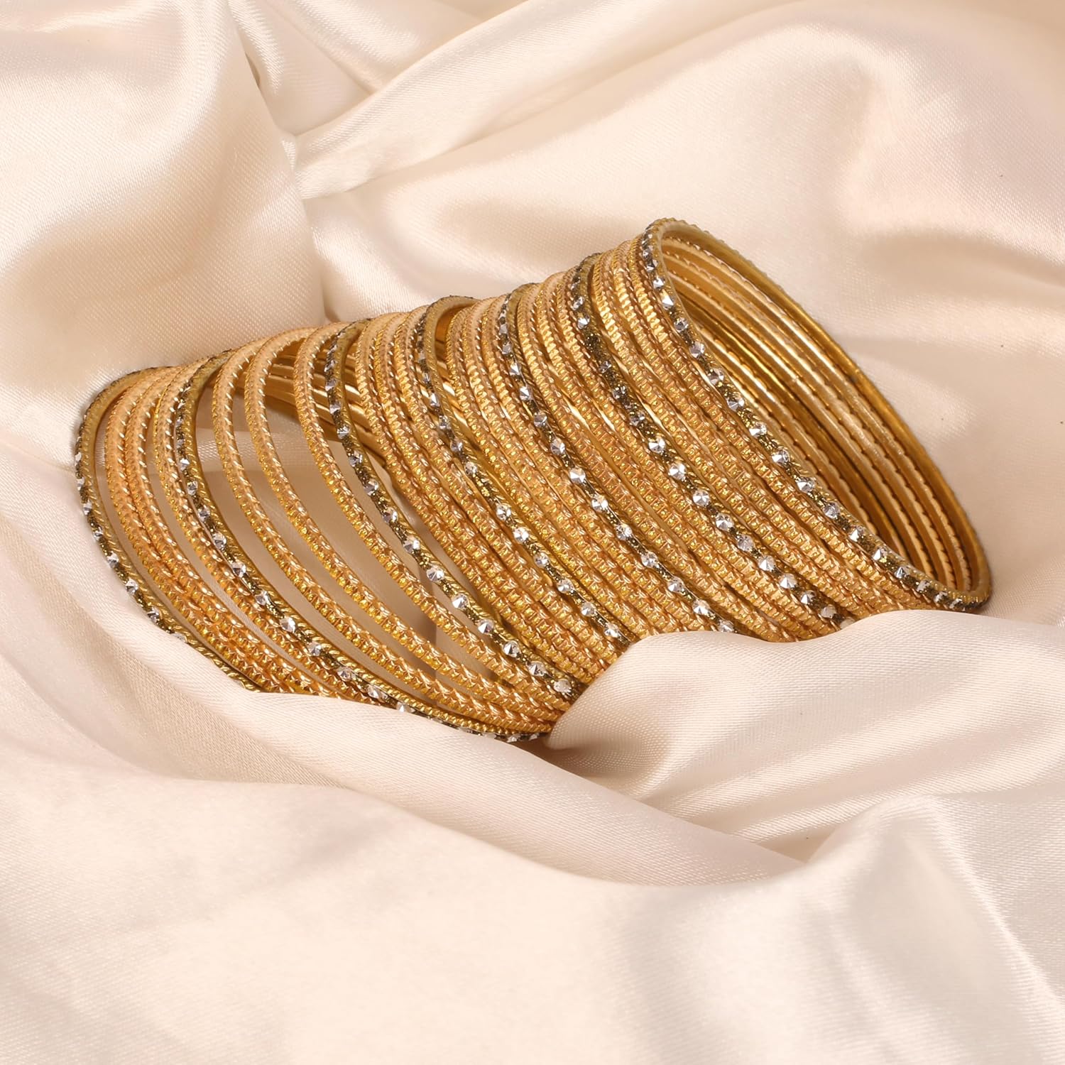 Touchstone Indian Bollywood Gorgeous Handcrafted Hand Saw Peeled Pattern Designer Jewelry Bracelets Bangle in Gold or Copper or Silver Tones for Women. - Image 8