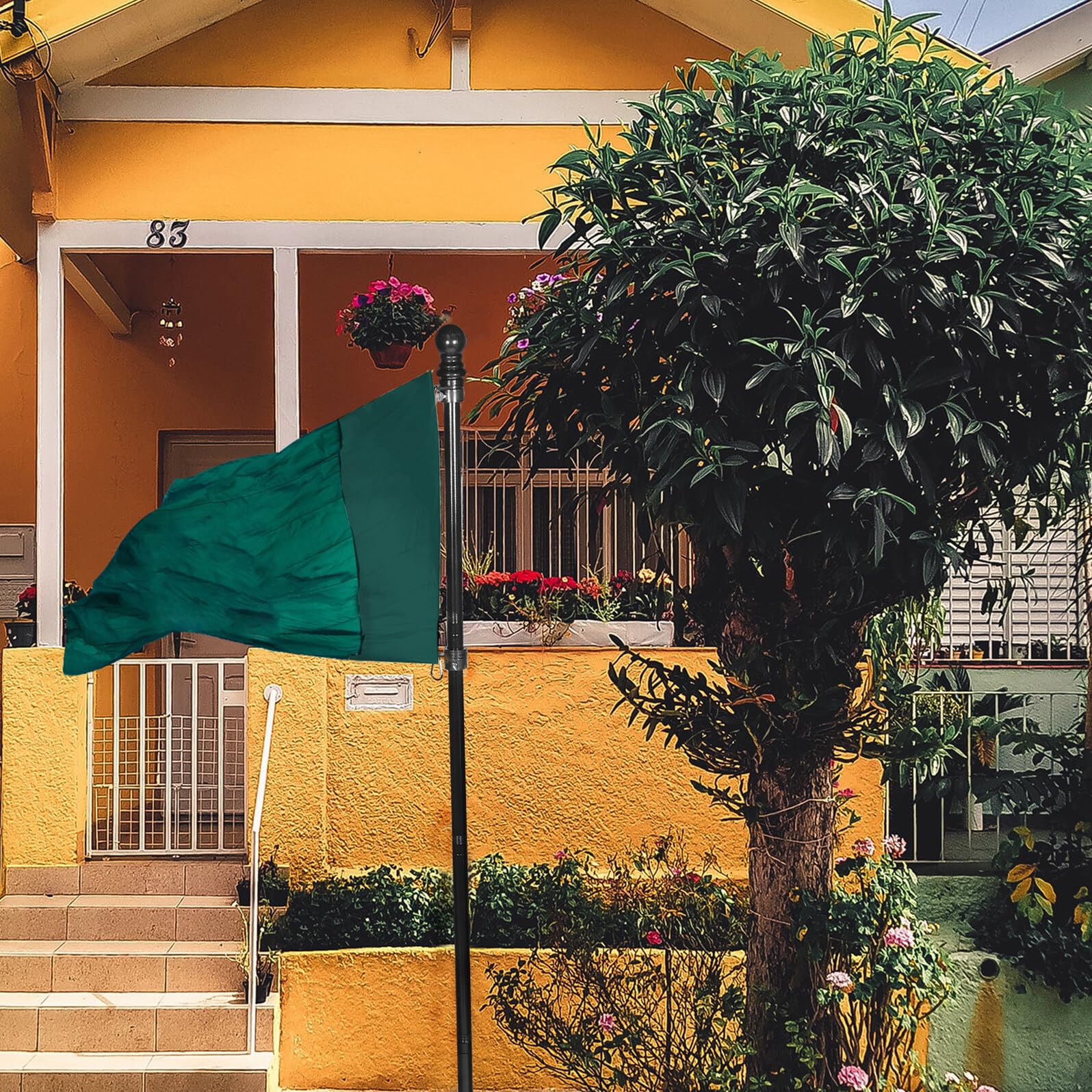 VILLCASE Bandiera Antivento Acciaio Supporto per Nero Inossidabile e Resistente Rotante per Uso Prolungato per Giardino e Portico