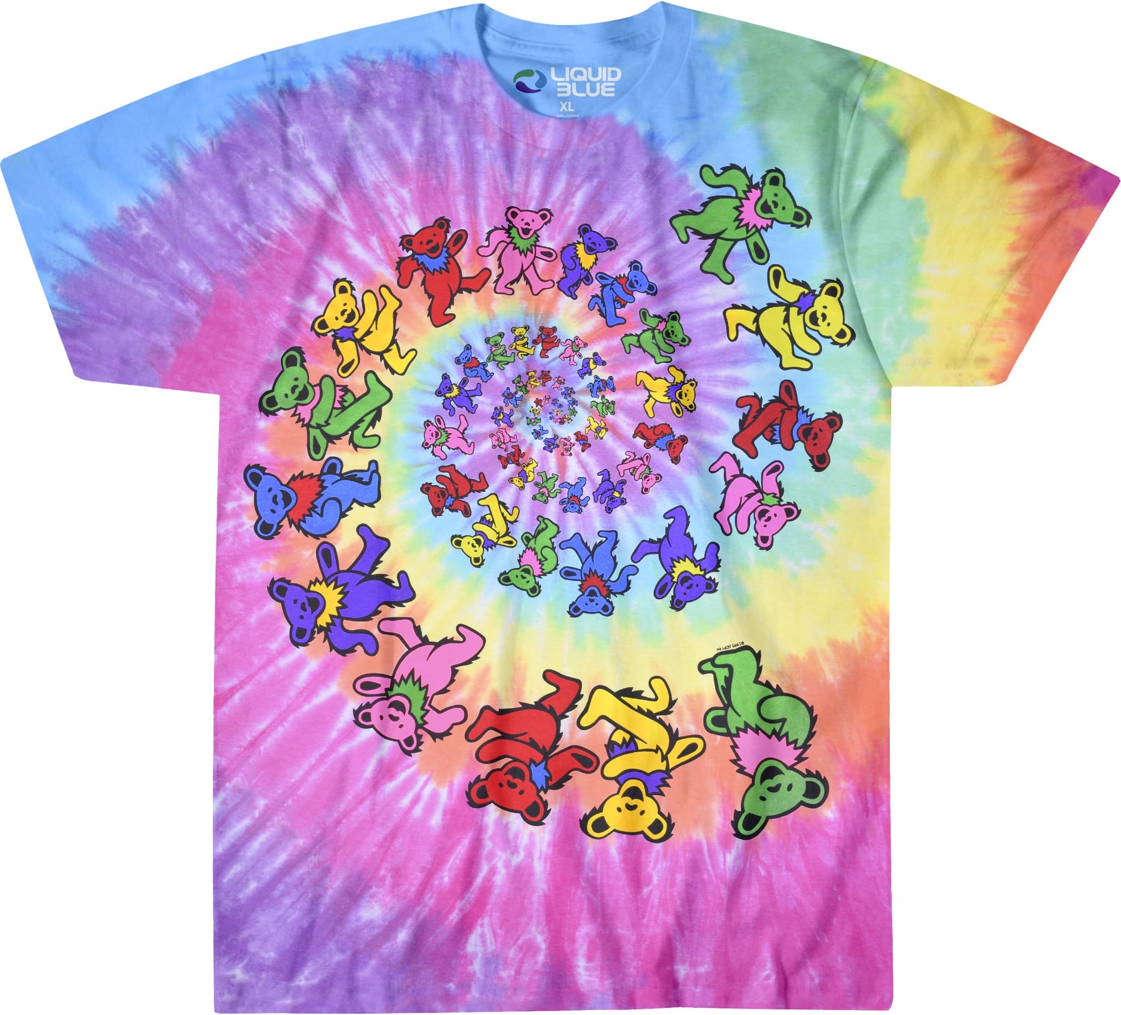 Unisex Grateful Dead Spiral Bears Tie Dye Short Sleeve Tee T-Shirt