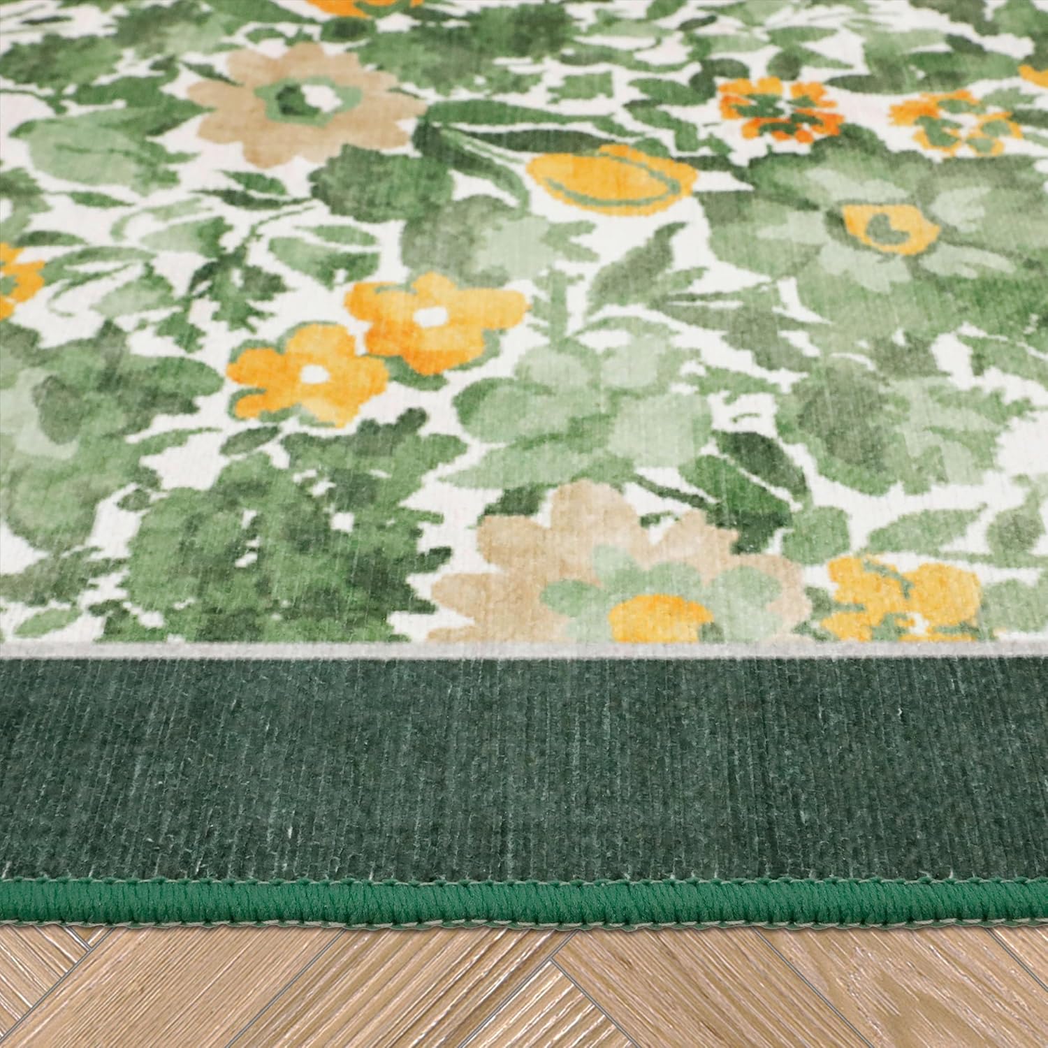 Laura Ashley Green Lovestone Floral Machine Washable & Slip Resistant 5' x 7' Area Rug