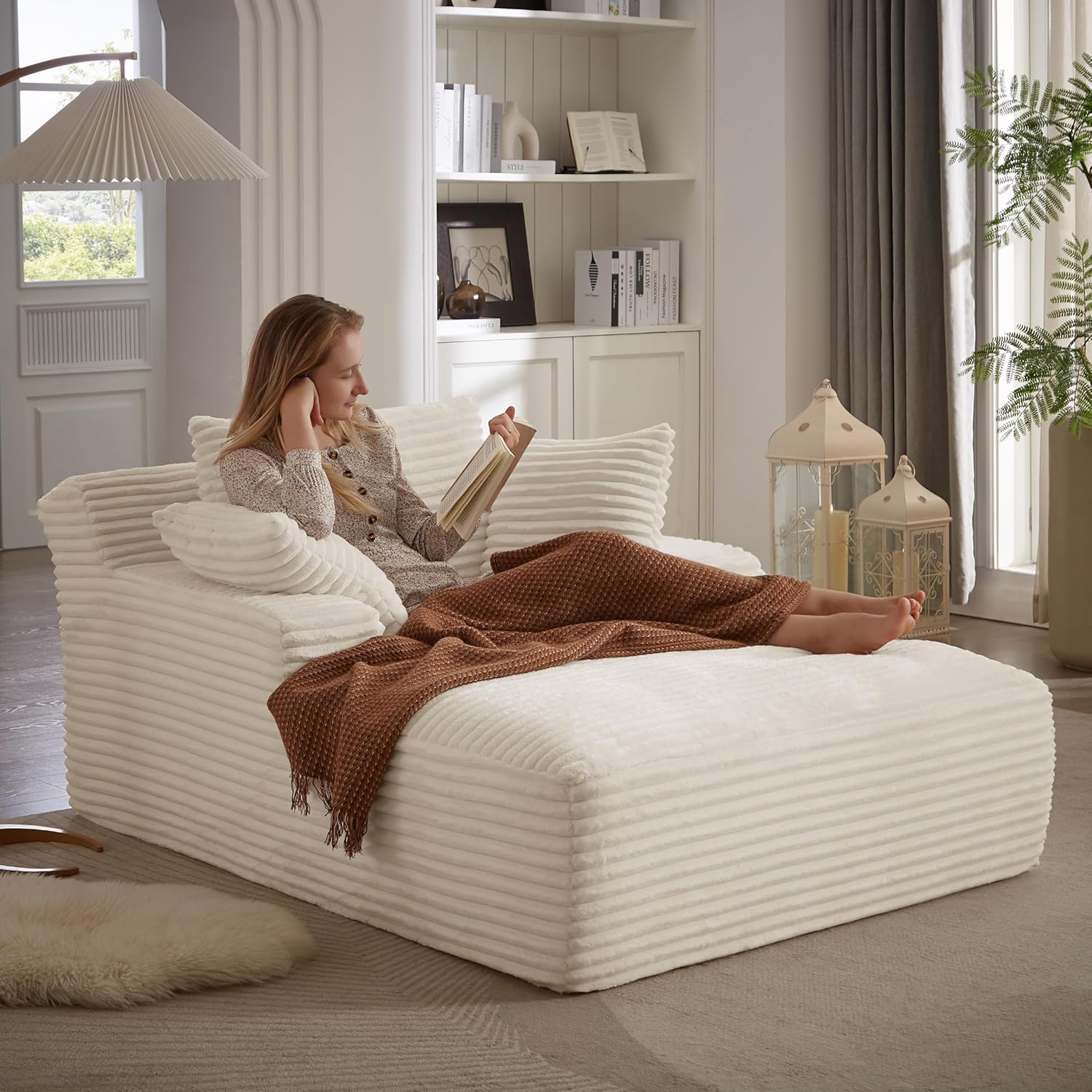 Amazon.com: Oversized Chaise Lounge Chair Indoor, Upholstered Sofa Bed ...