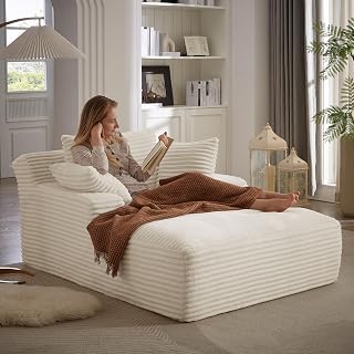 KEIKI 66" Oversized Chaise Lounge Chair Indoor, No-Assembly Modern Boneless Chair for Living Room Relaxation, Reading, Napping & Daily Lounging, Plush Comfy Sleeper Style for Home Comfort