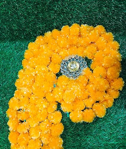 Miniatura 4 de Guirnalda de caléndula artificial de 5 pies para fiesta de boda india/americana, guirnalda de imitación para boda, decoración de Diwali, decoración