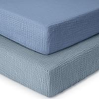 Vista 10 de Yoofoss Muslin Crib Sheets for Boys Girls 100% Cotton Fitted Baby Crib Sheet 2 Pack Soft and Breathable for Standard Crib Mattress & Toddler