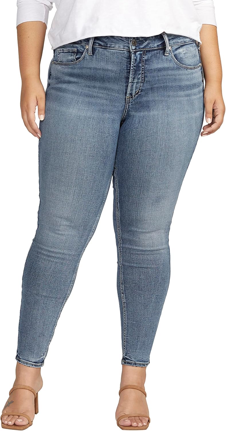 Silver Jeans Co. Women's Plus Size Suki Mid Rise Skinny Jeans