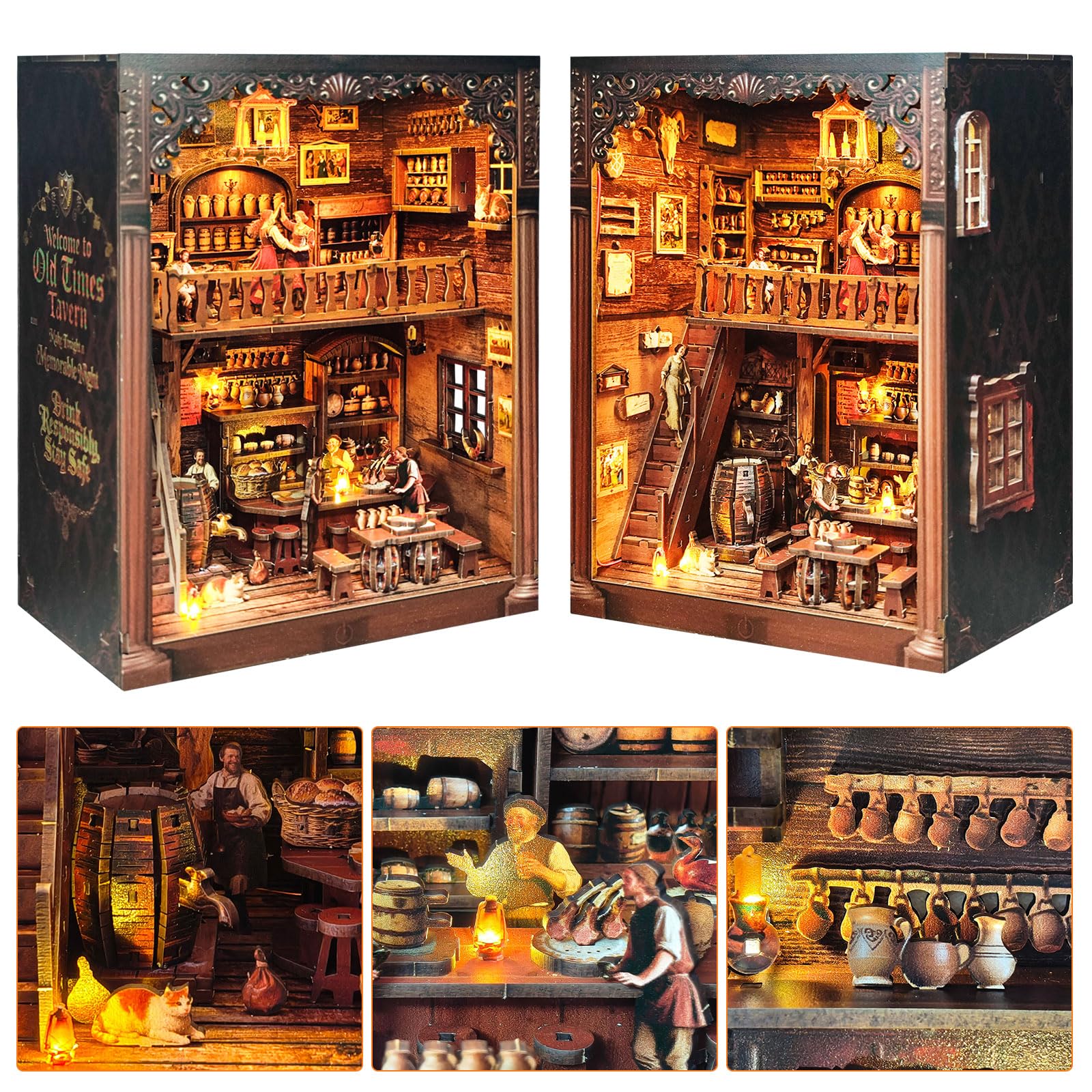 Lycidae Book Nook- Old Times Tavern Booknook, DIY Miniature Dollhouse Kit — image 1