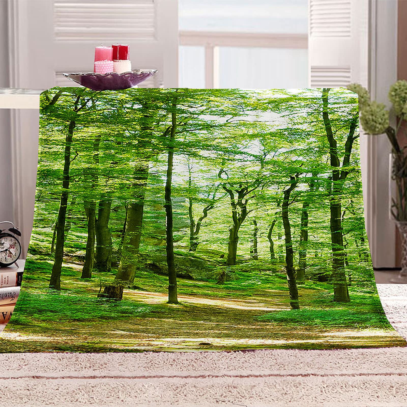 Couverture flanelle bois vert pour éliminer le froid hivernal sur votre canapé