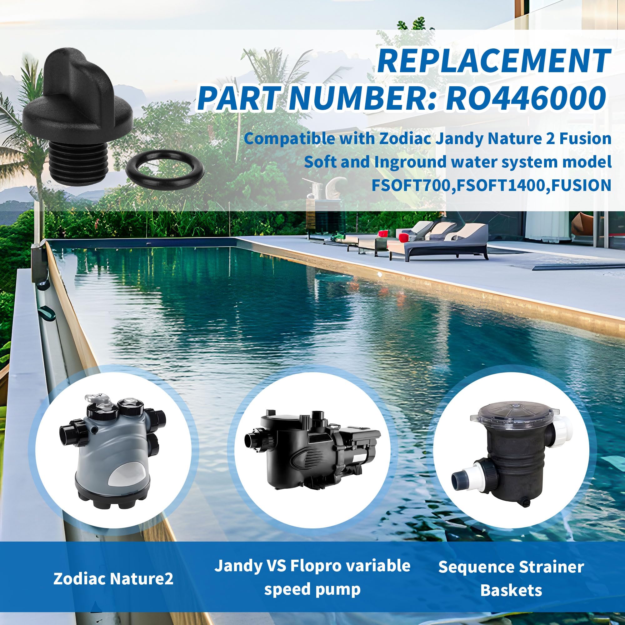 NBPLUS R0446000 Pool Pump Drain Plug With O-Ring – 4-Pack Compatible With Jandy, Zodiac & Polaris Pumps